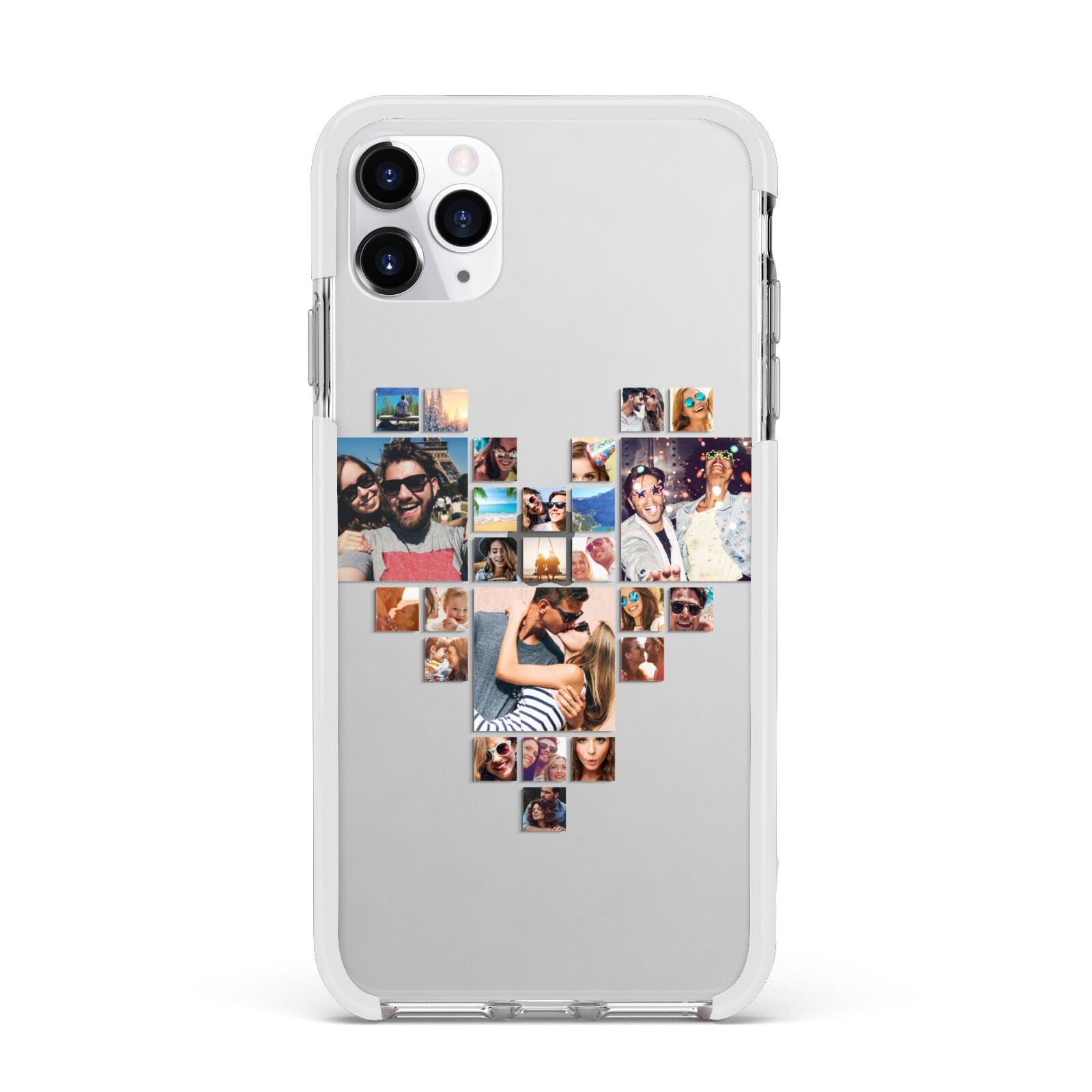 Photo Heart Collage Apple iPhone 11 Pro Max in Silver with White Impact Case