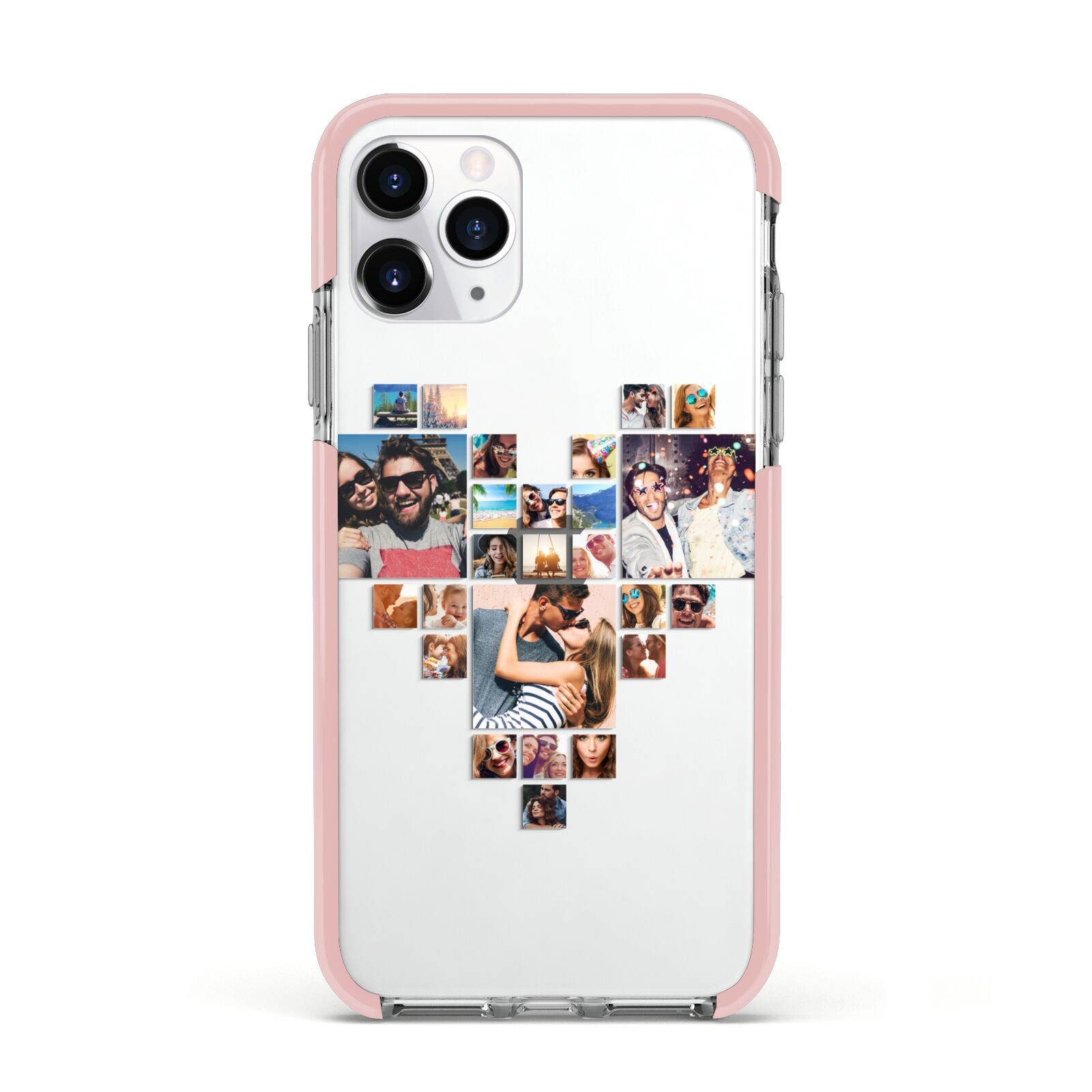 Photo Heart Collage Apple iPhone 11 Pro in Silver with Pink Impact Case