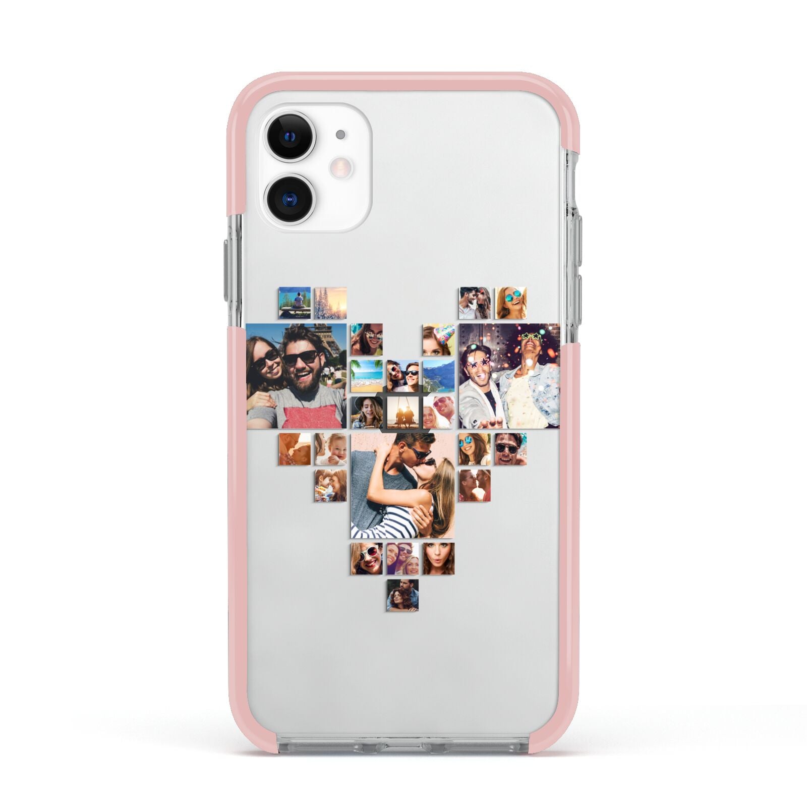 Photo Heart Collage Apple iPhone 11 in White with Pink Impact Case