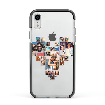 Photo Heart Collage Apple iPhone XR Impact Case Black Edge on Silver Phone