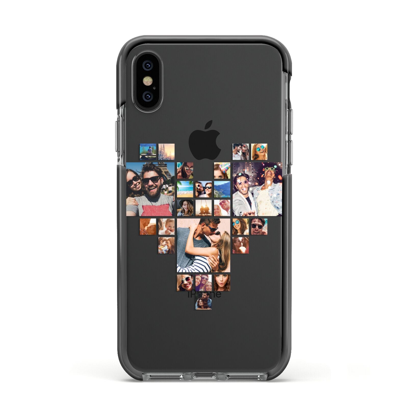 Photo Heart Collage Apple iPhone Xs Impact Case Black Edge on Black Phone
