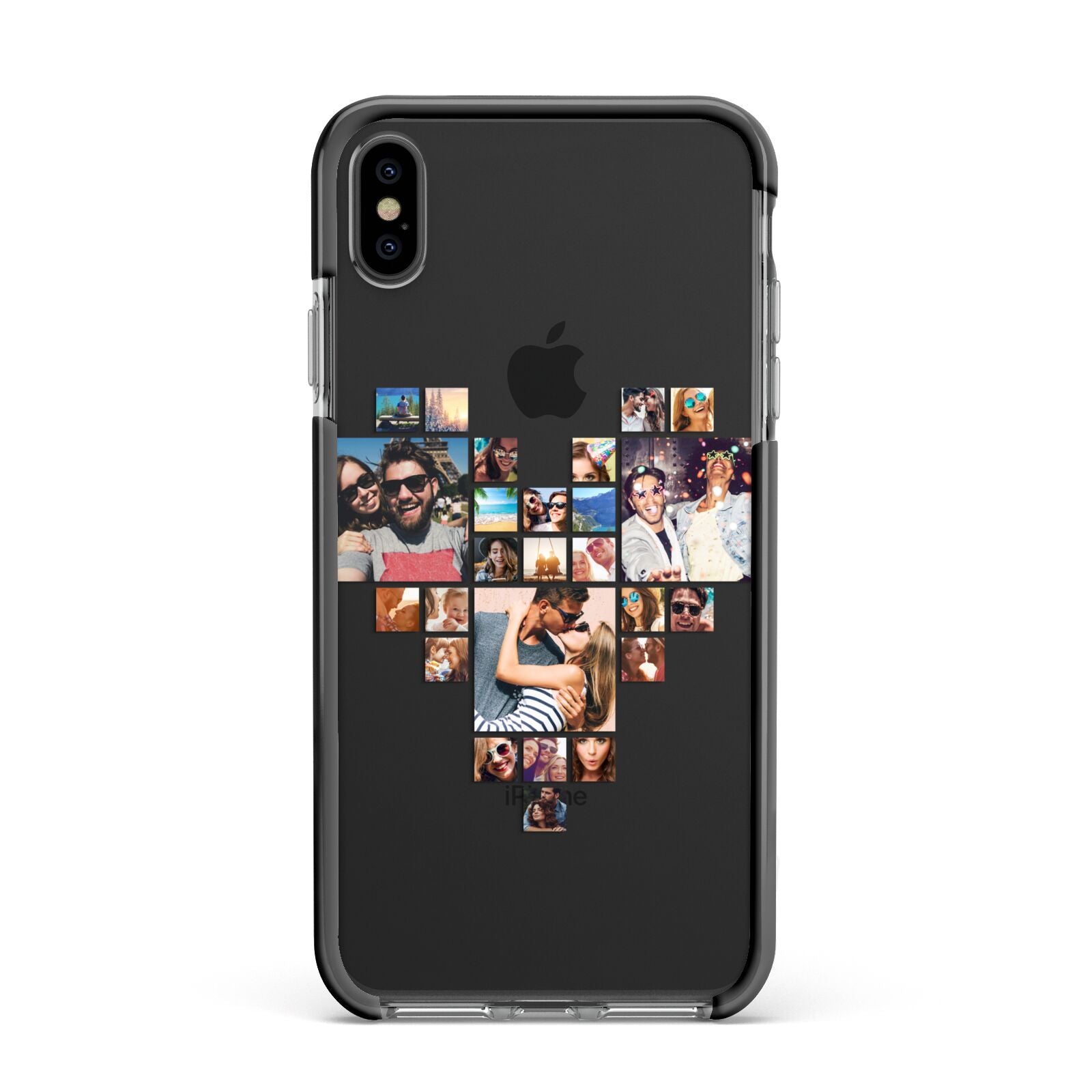 Photo Heart Collage Apple iPhone Xs Max Impact Case Black Edge on Black Phone