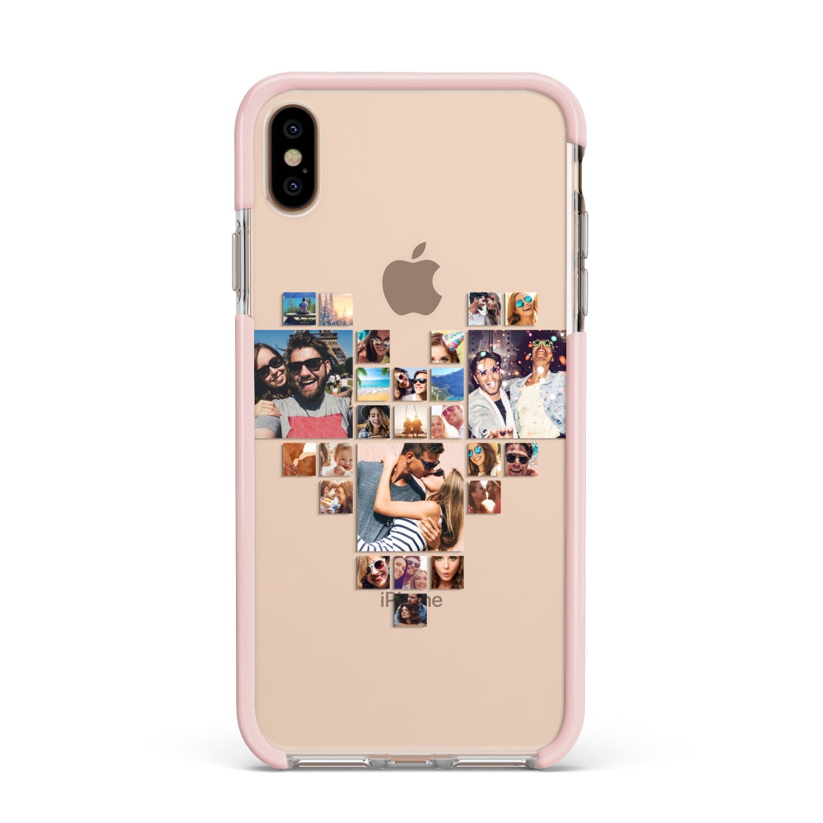 Photo Heart Collage Apple iPhone Xs Max Impact Case Pink Edge on Gold Phone