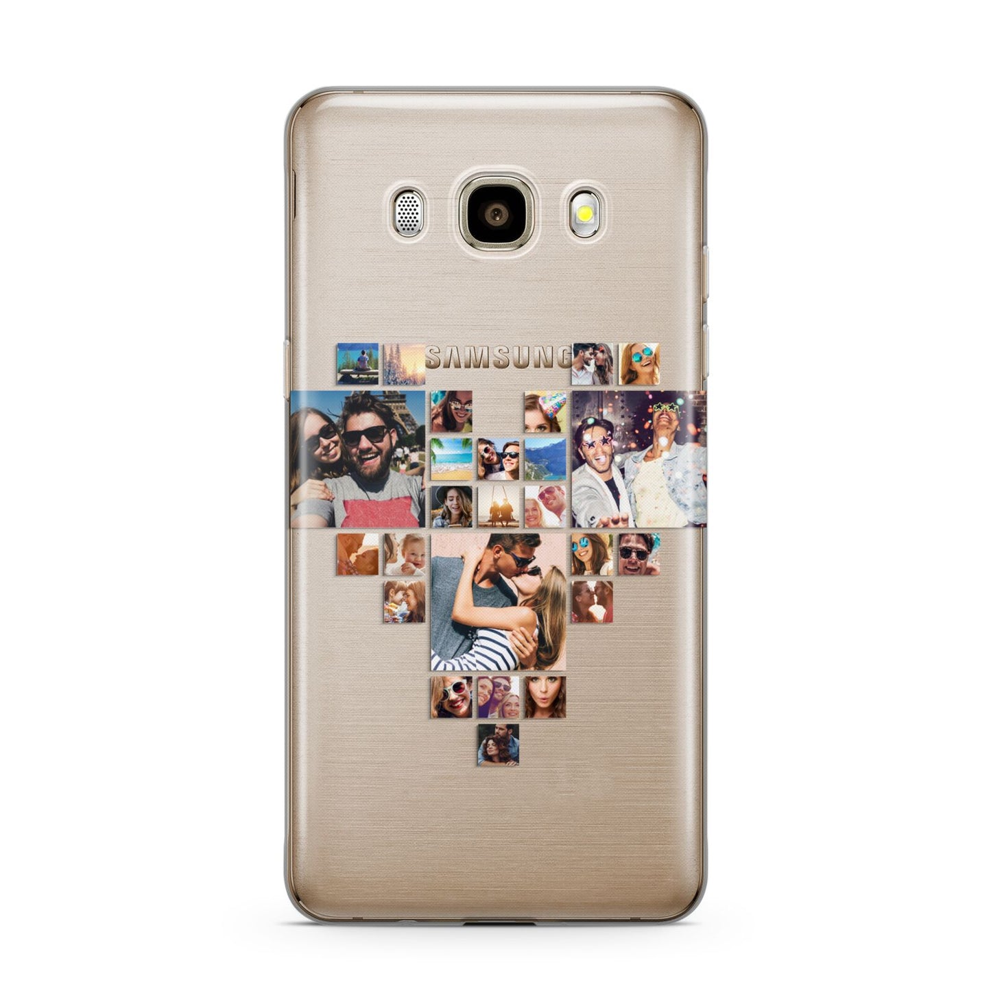 Photo Heart Collage Samsung Galaxy J7 2016 Case on gold phone