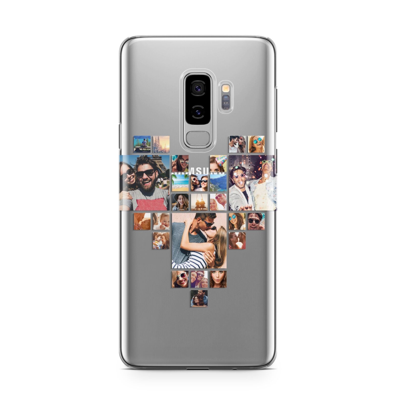 Photo Heart Collage Samsung Galaxy S9 Plus Case on Silver phone