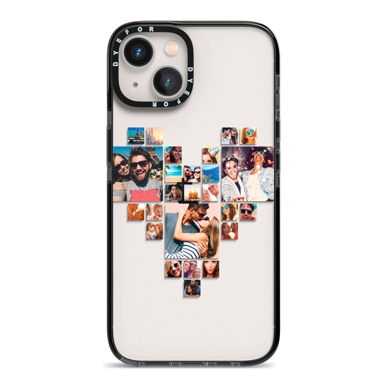 Photo Heart Collage iPhone 13 Black Impact Case on Silver phone