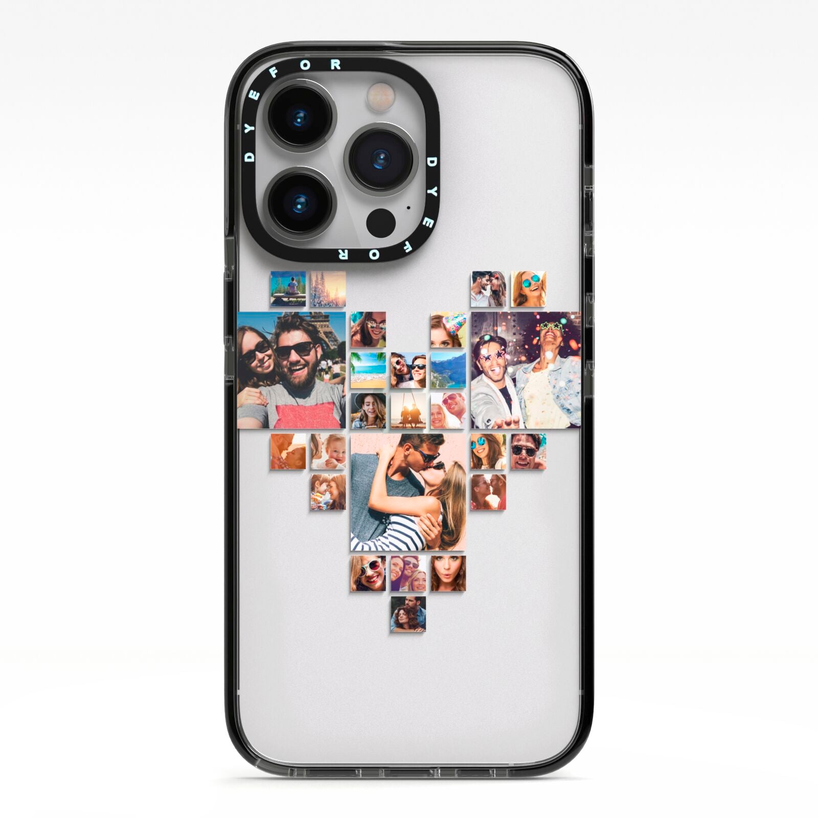 Photo Heart Collage iPhone 13 Pro Black Impact Case on Silver phone