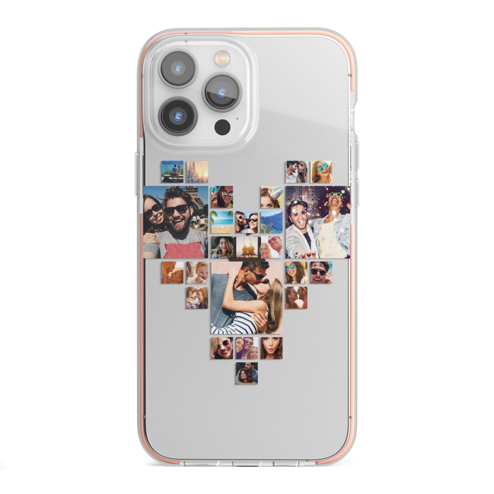 Photo Heart Collage iPhone 13 Pro Max TPU Impact Case with Pink Edges