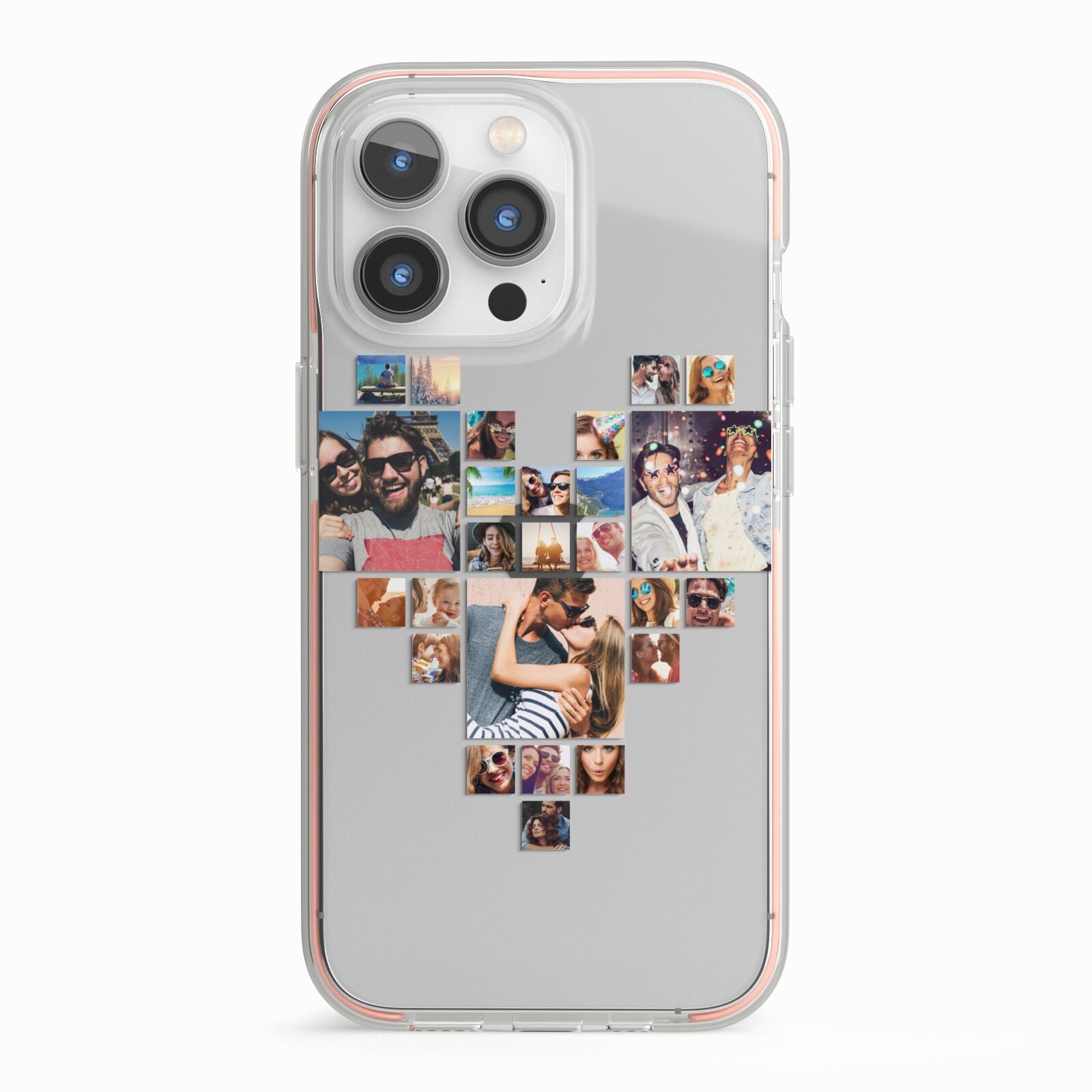 Photo Heart Collage iPhone 13 Pro TPU Impact Case with Pink Edges