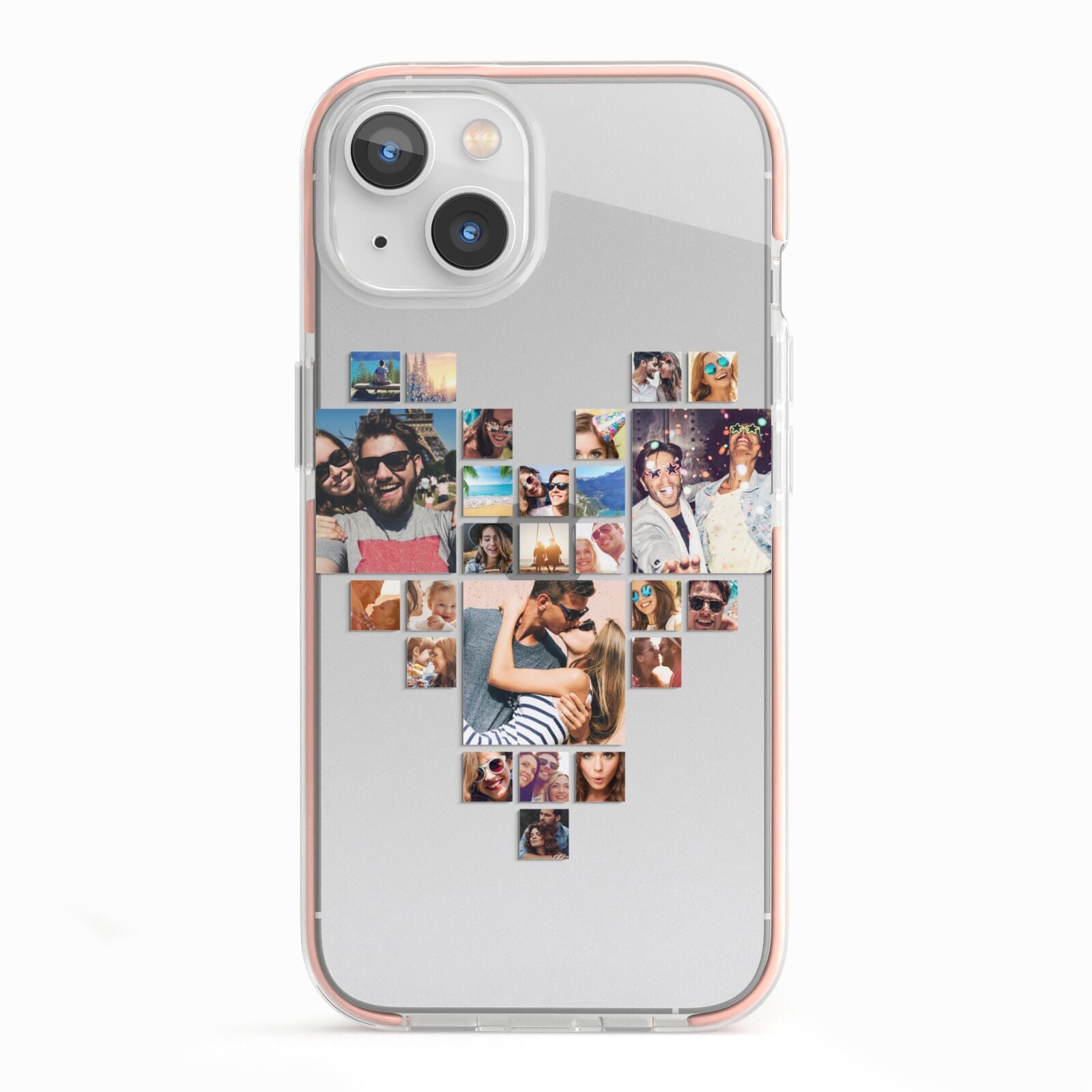 Photo Heart Collage iPhone 13 TPU Impact Case with Pink Edges