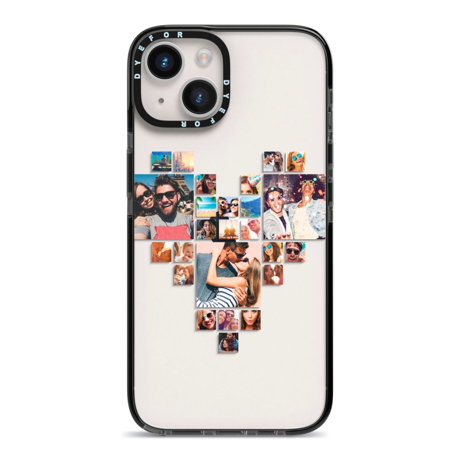 Photo Heart Collage iPhone 14 Black Impact Case on Silver phone