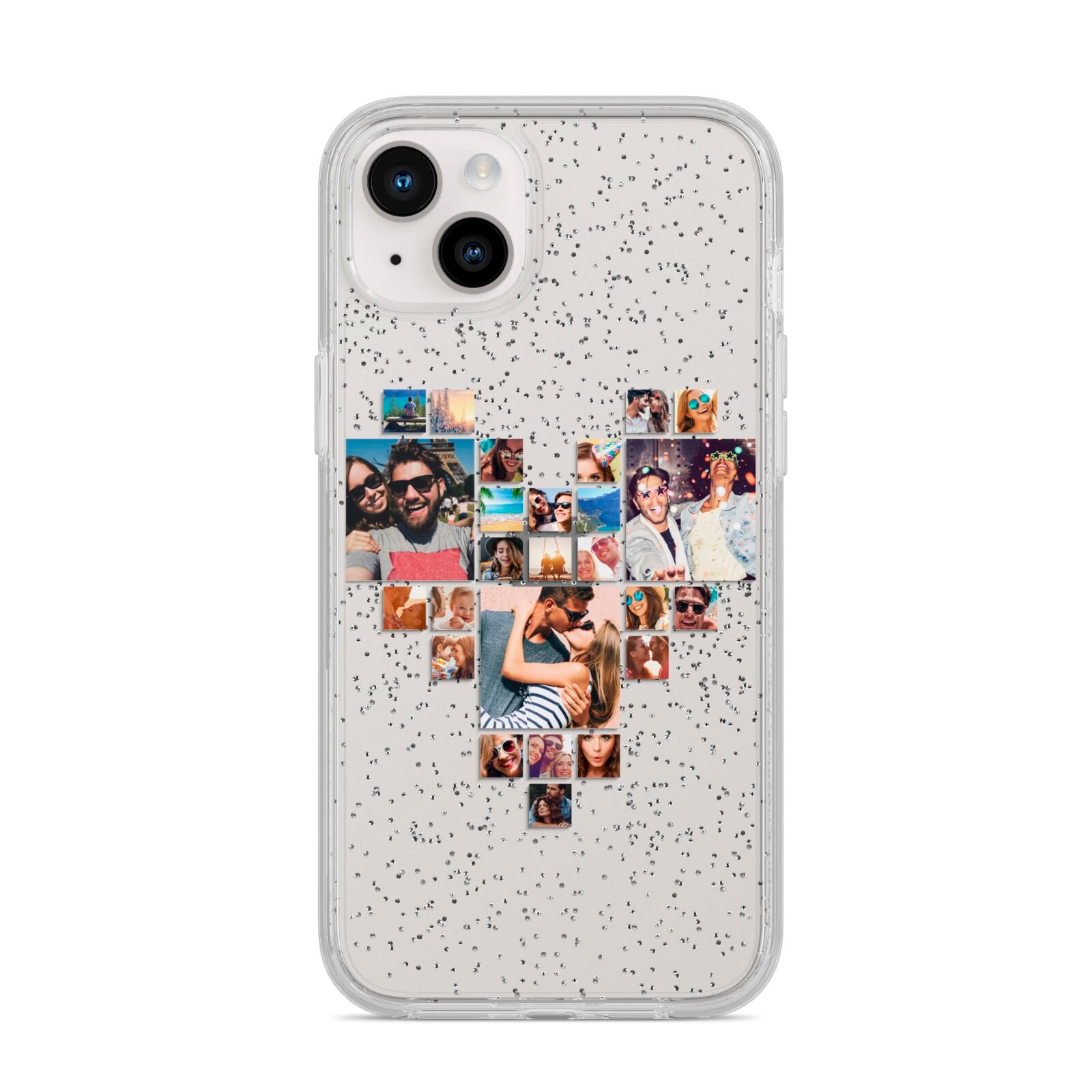Photo Heart Collage iPhone 14 Plus Glitter Tough Case Starlight
