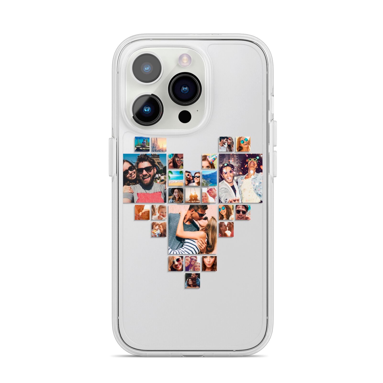 Photo Heart Collage iPhone 14 Pro Clear Tough Case Silver