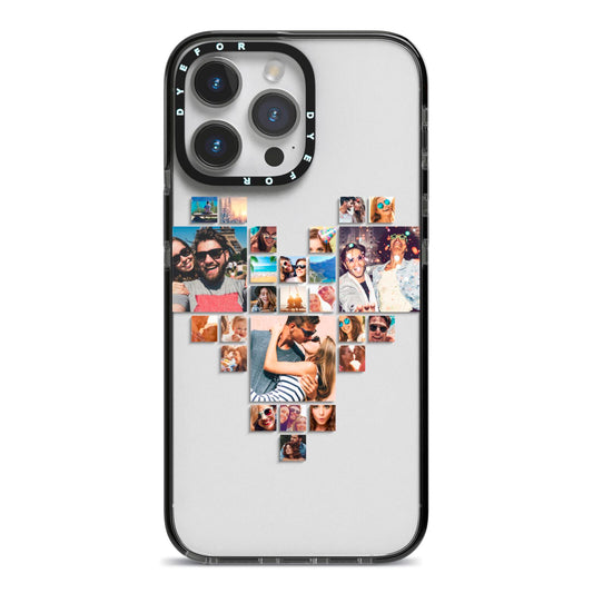 Photo Heart Collage iPhone 14 Pro Max Black Impact Case on Silver phone
