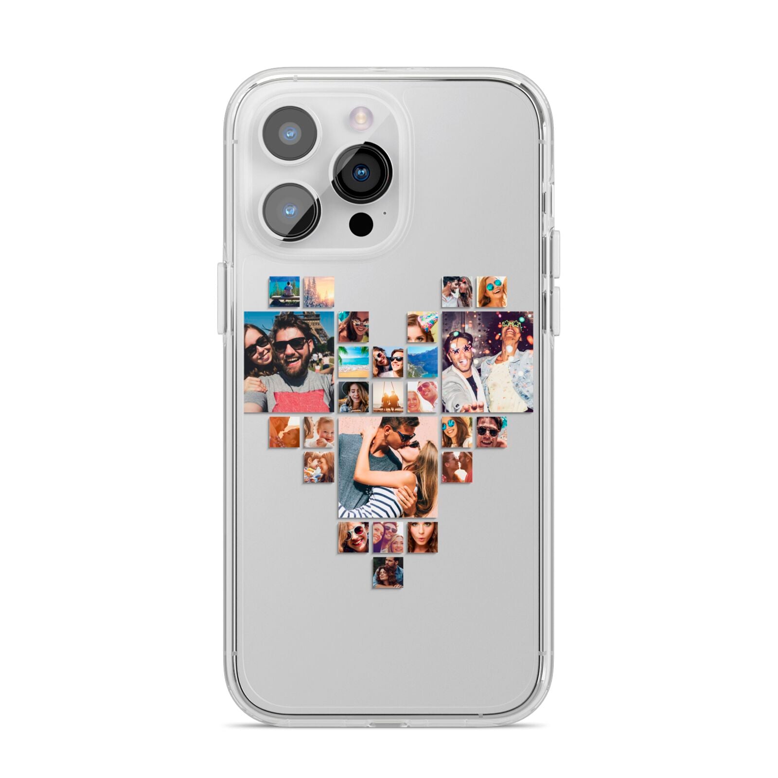 Photo Heart Collage iPhone 14 Pro Max Clear Tough Case Silver