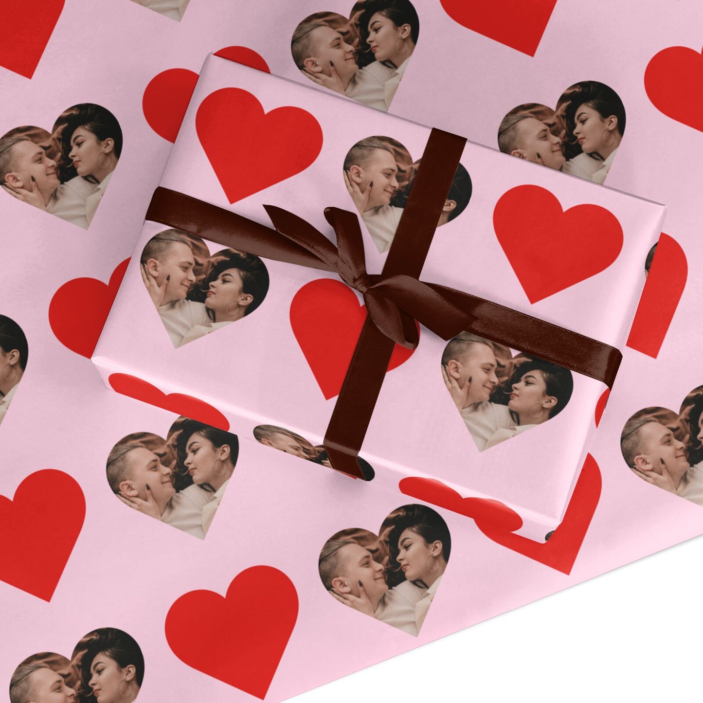 Photo Heart Valentine Custom Wrapping Paper