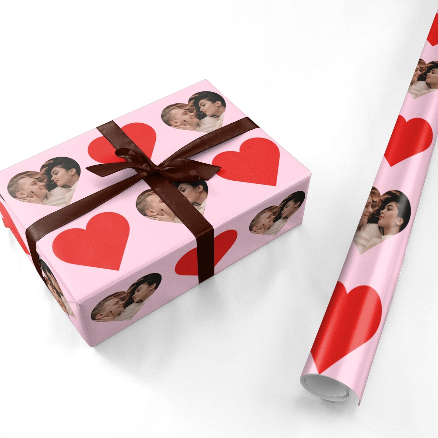 Photo Heart Valentine Personalised Wrapping Paper