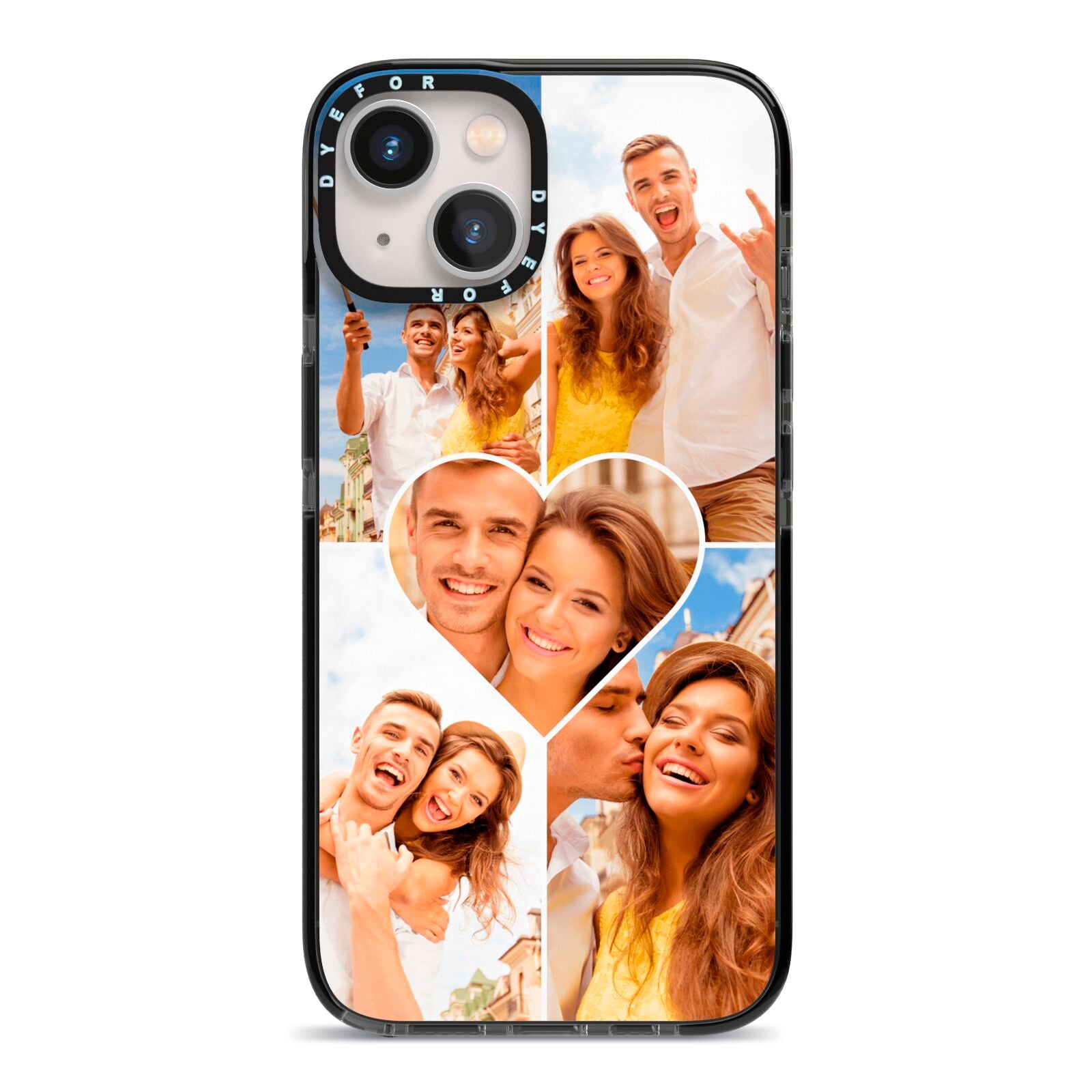 Photo Heart iPhone 13 Black Impact Case on Silver phone