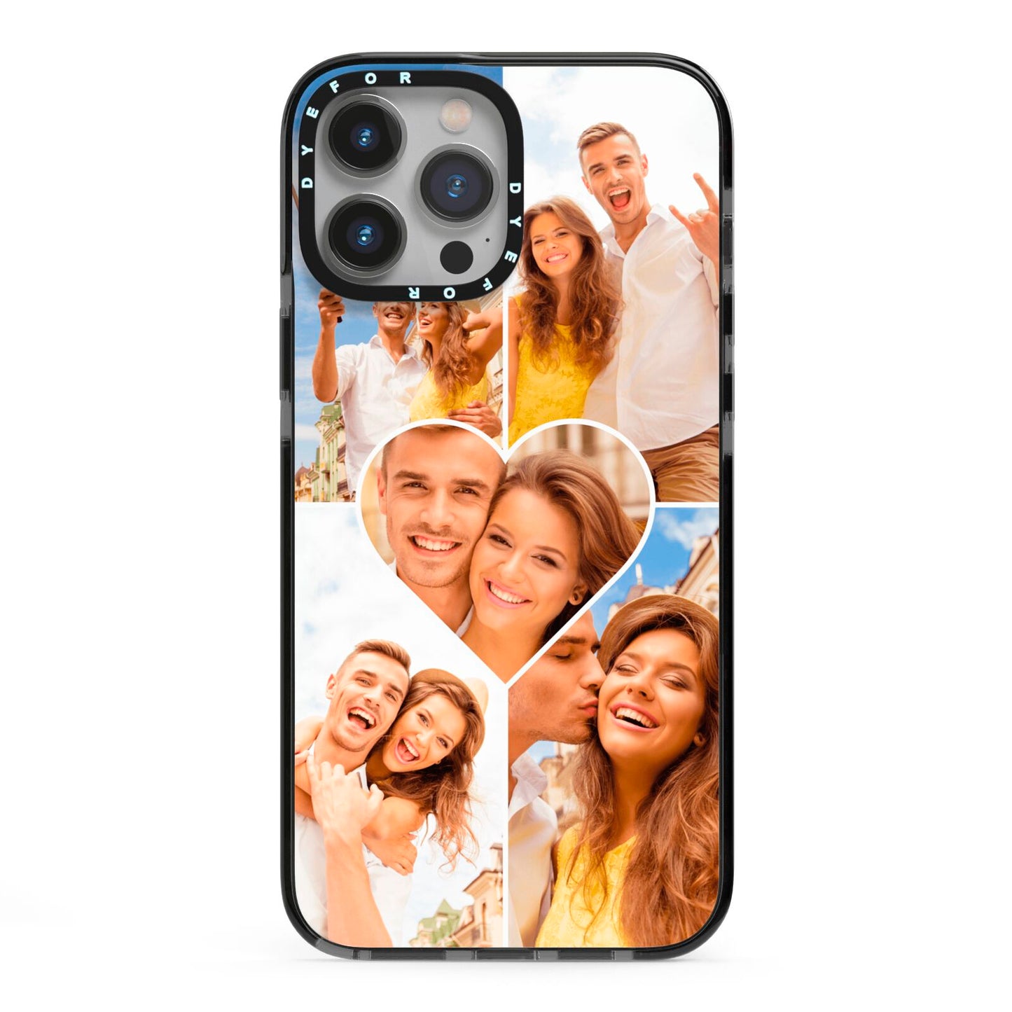 Photo Heart iPhone 13 Pro Max Black Impact Case on Silver phone