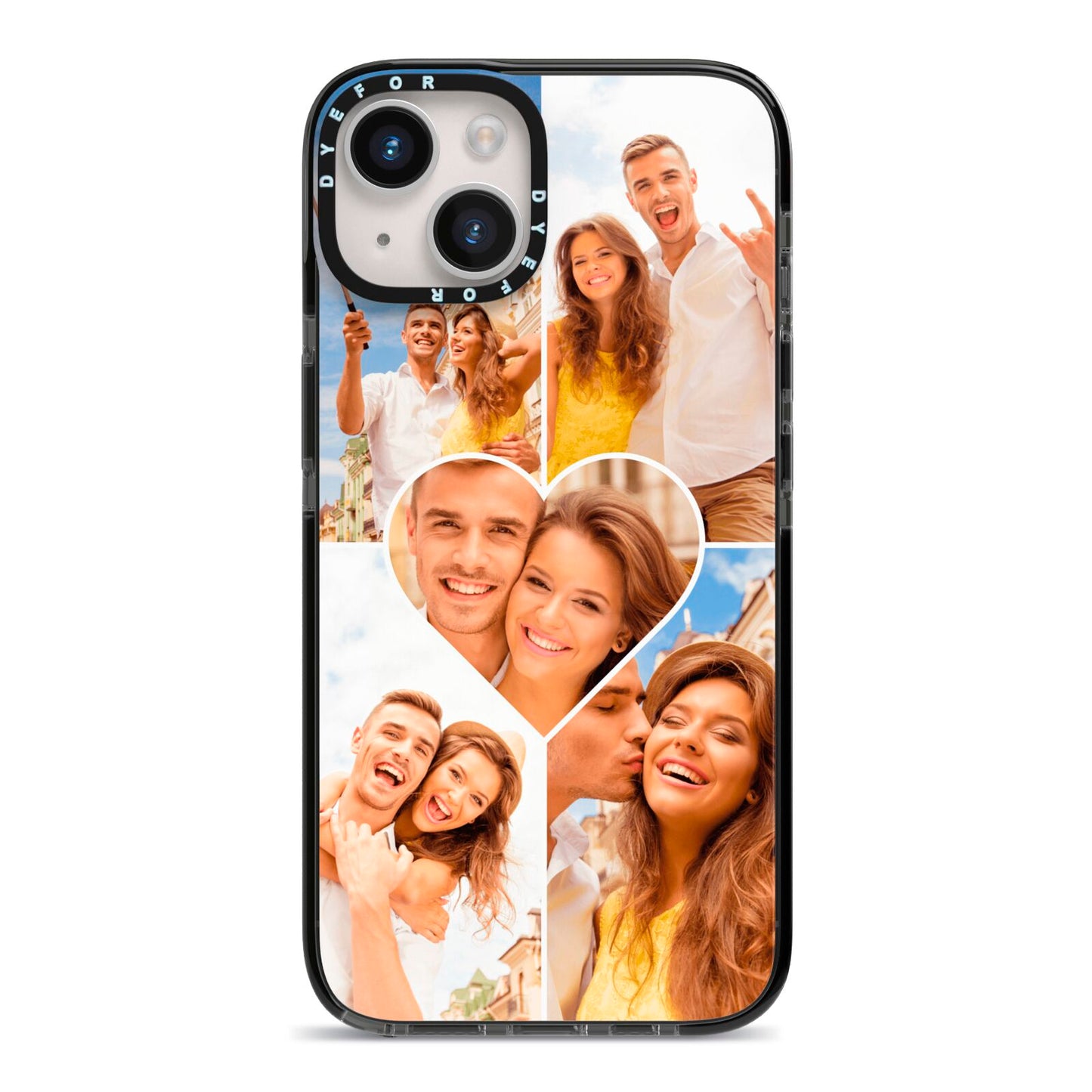 Photo Heart iPhone 14 Black Impact Case on Silver phone