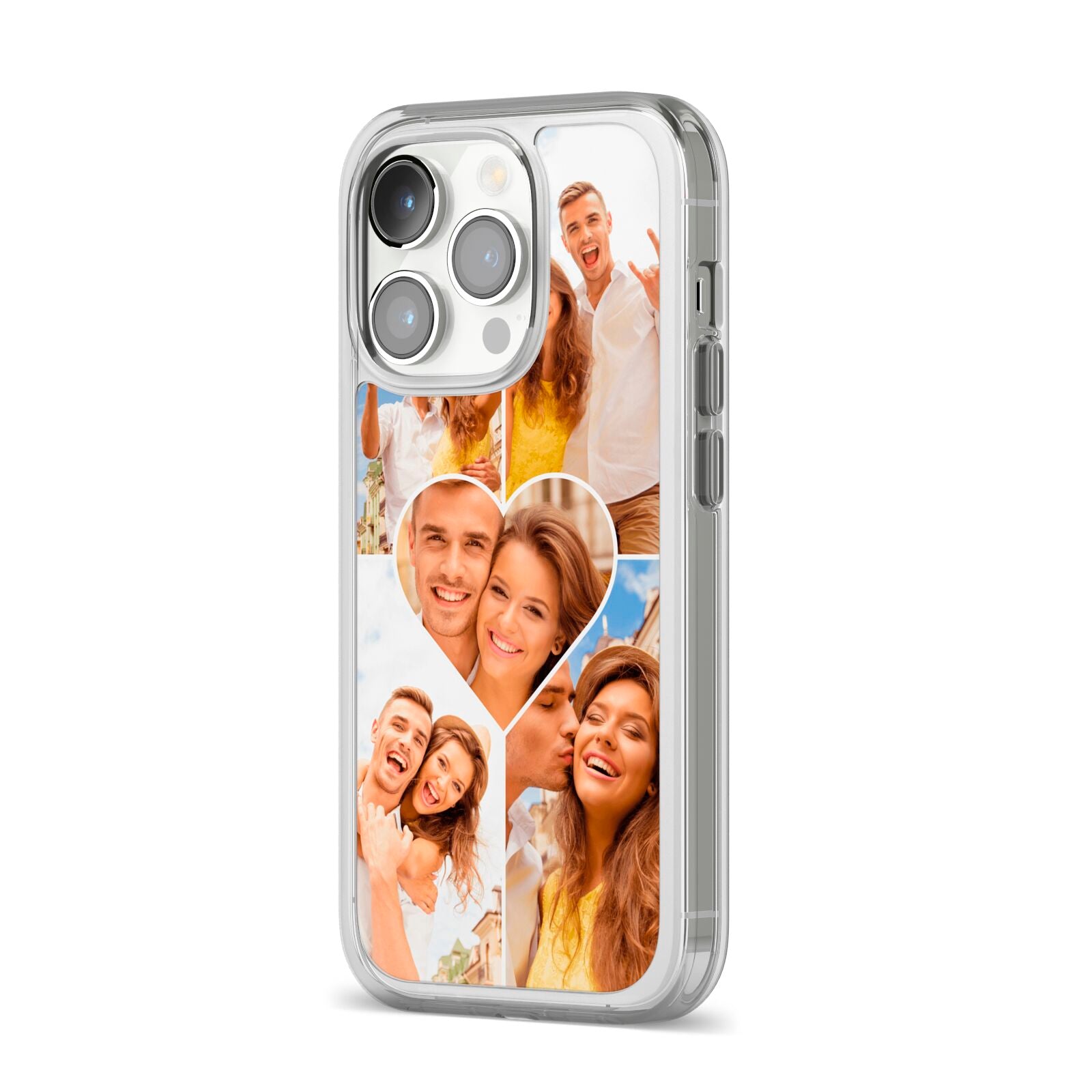 Photo Heart iPhone 14 Pro Clear Tough Case Silver Angled Image