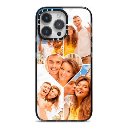 Photo Heart iPhone 14 Pro Max Black Impact Case on Silver phone