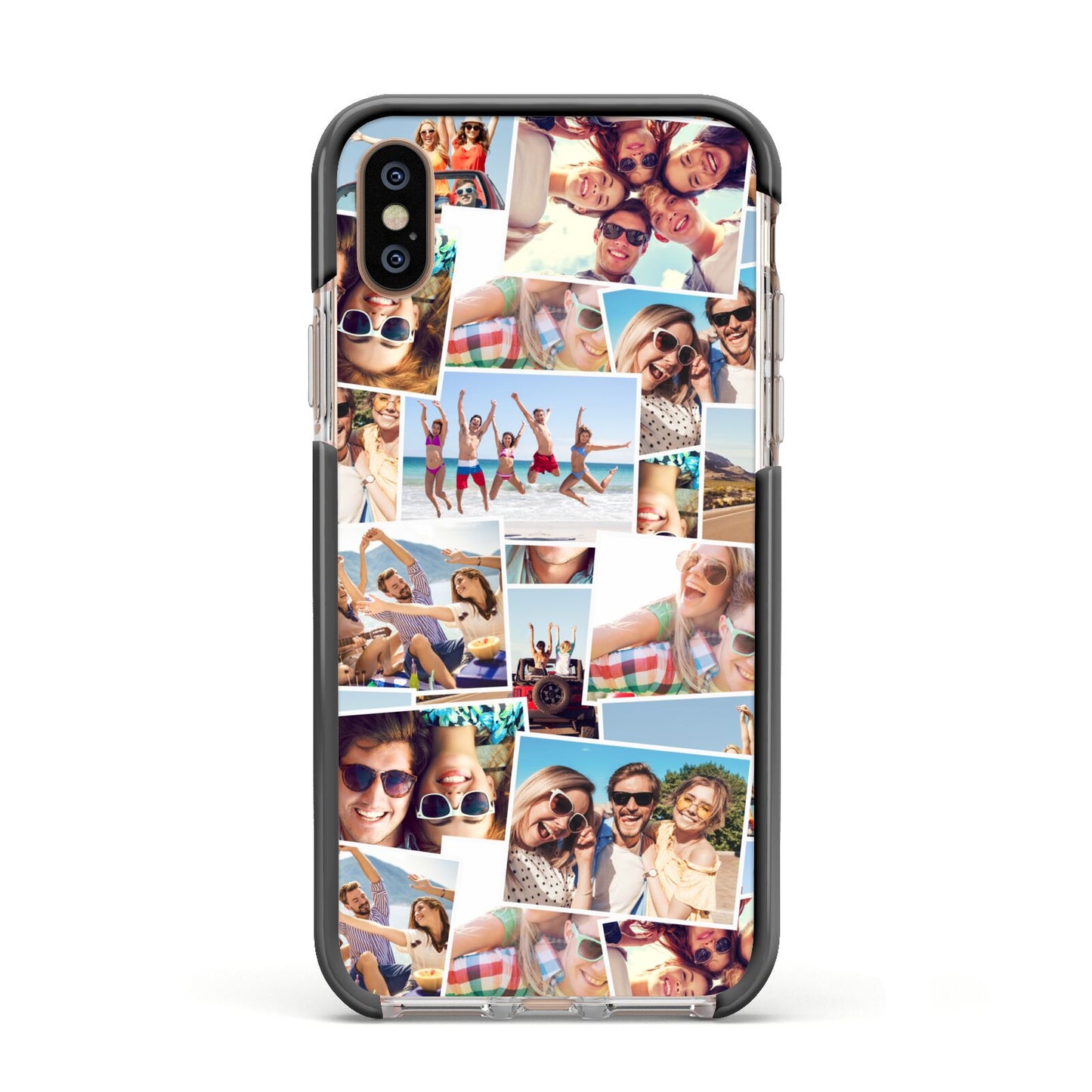 Photo Montage Apple iPhone Xs Impact Case Black Edge on Gold Phone