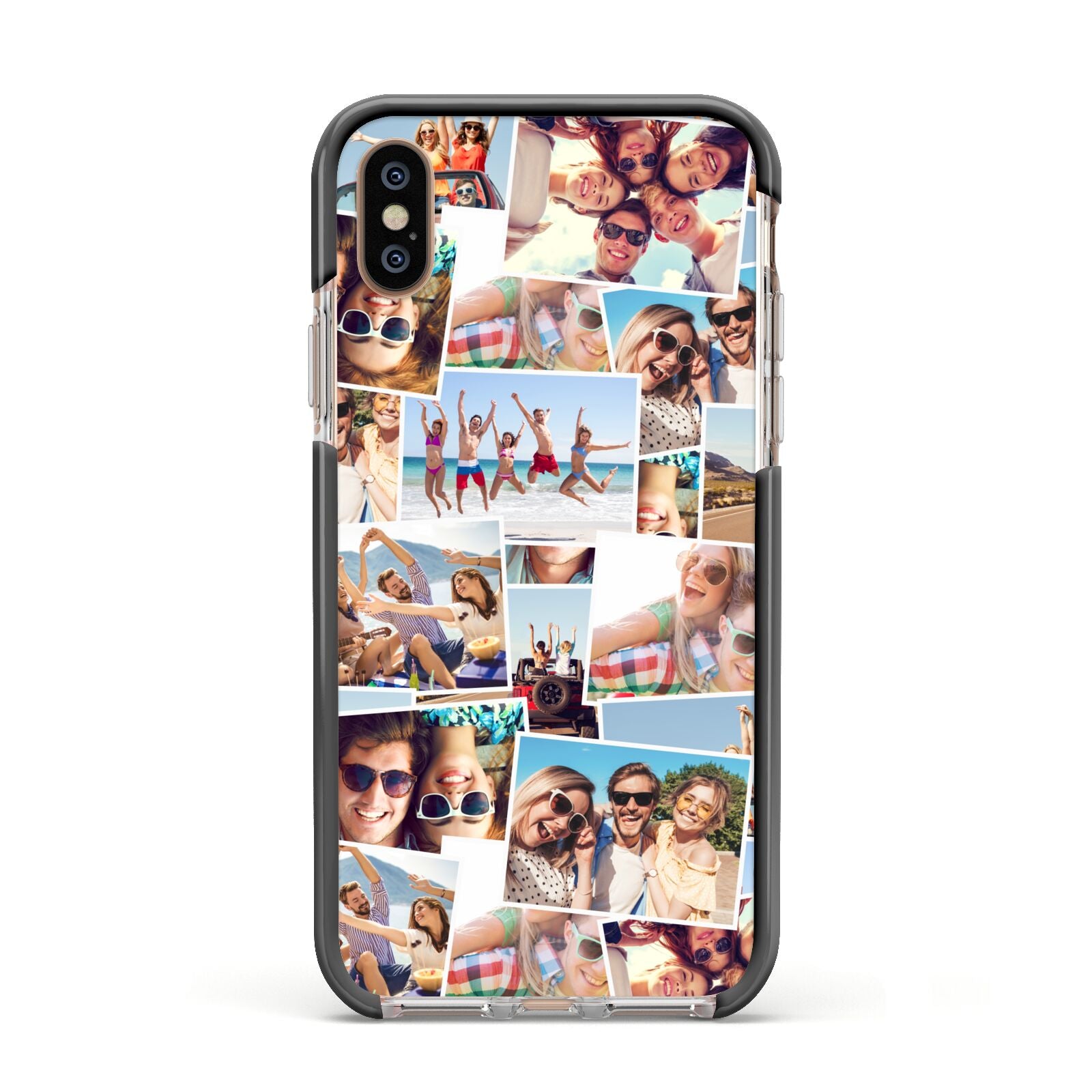 Photo Montage Apple iPhone Xs Impact Case Black Edge on Gold Phone
