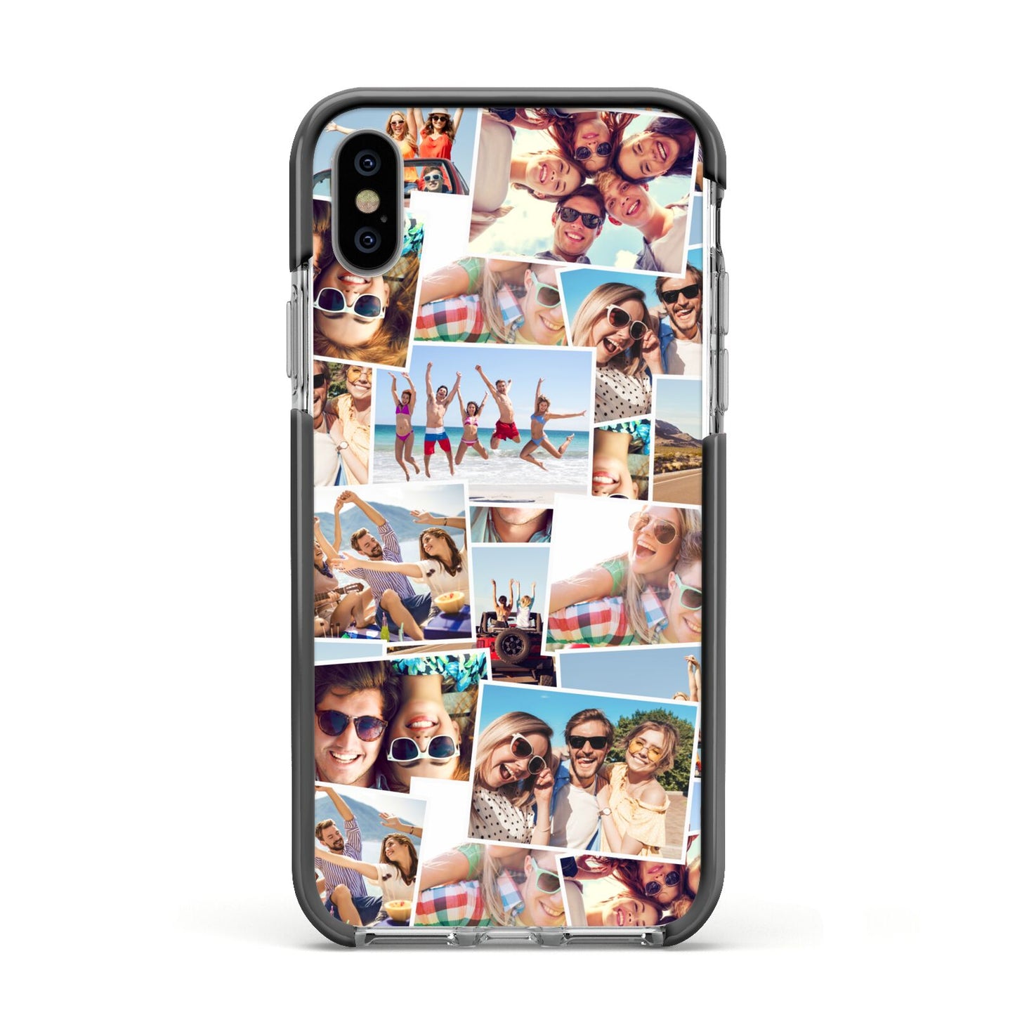 Photo Montage Apple iPhone Xs Impact Case Black Edge on Silver Phone