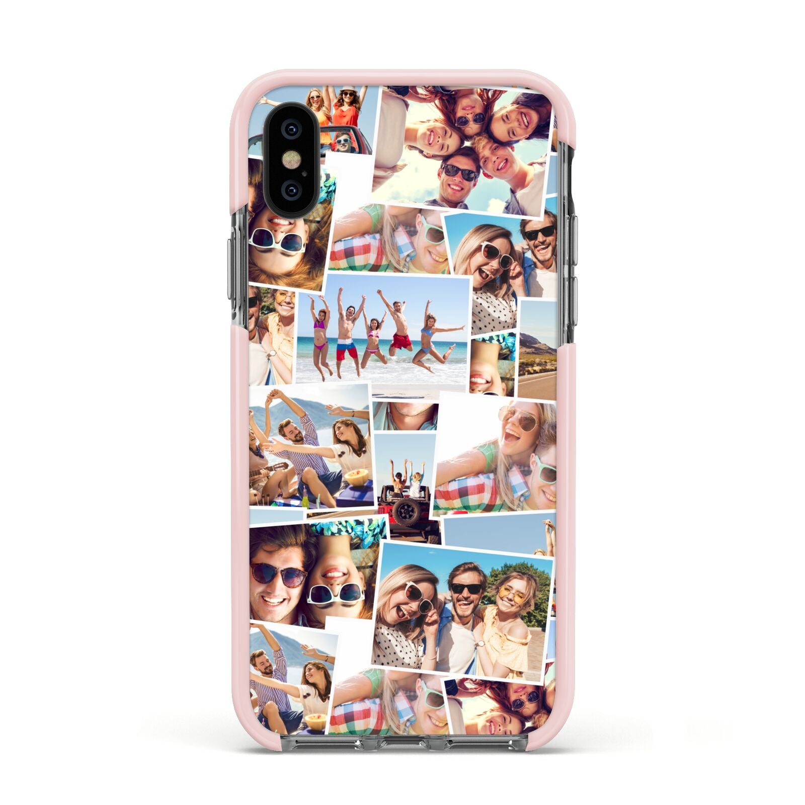 Photo Montage Apple iPhone Xs Impact Case Pink Edge on Black Phone