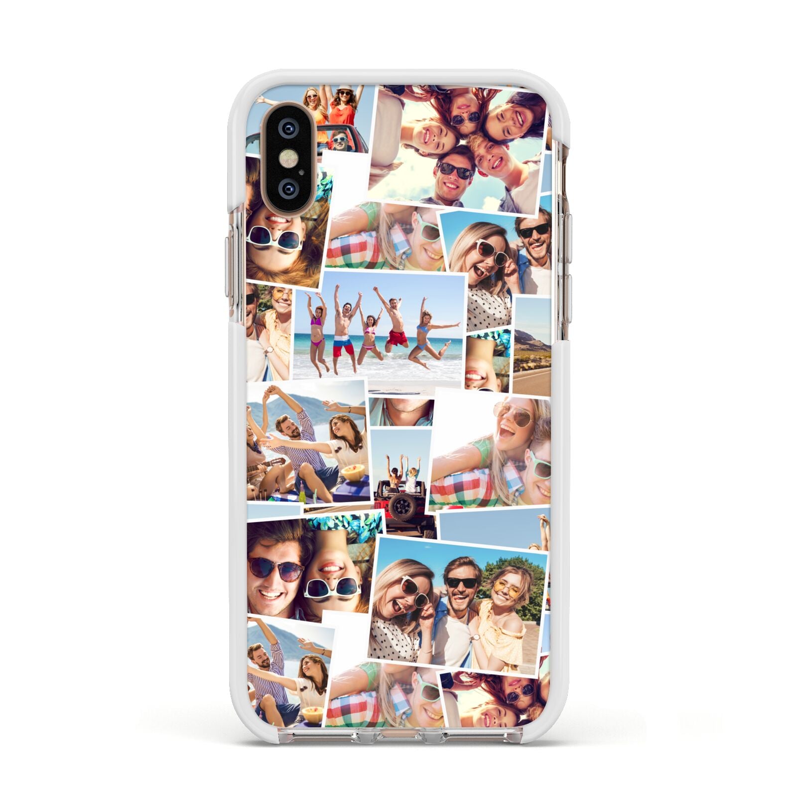 Photo Montage Apple iPhone Xs Impact Case White Edge on Gold Phone