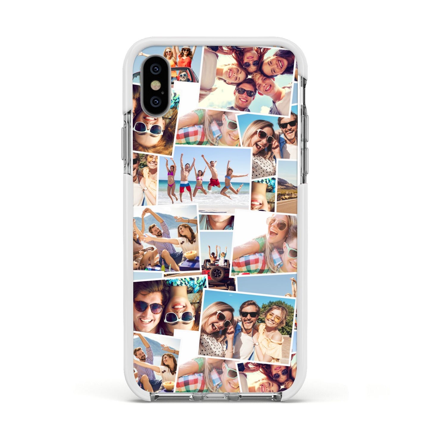 Photo Montage Apple iPhone Xs Impact Case White Edge on Silver Phone