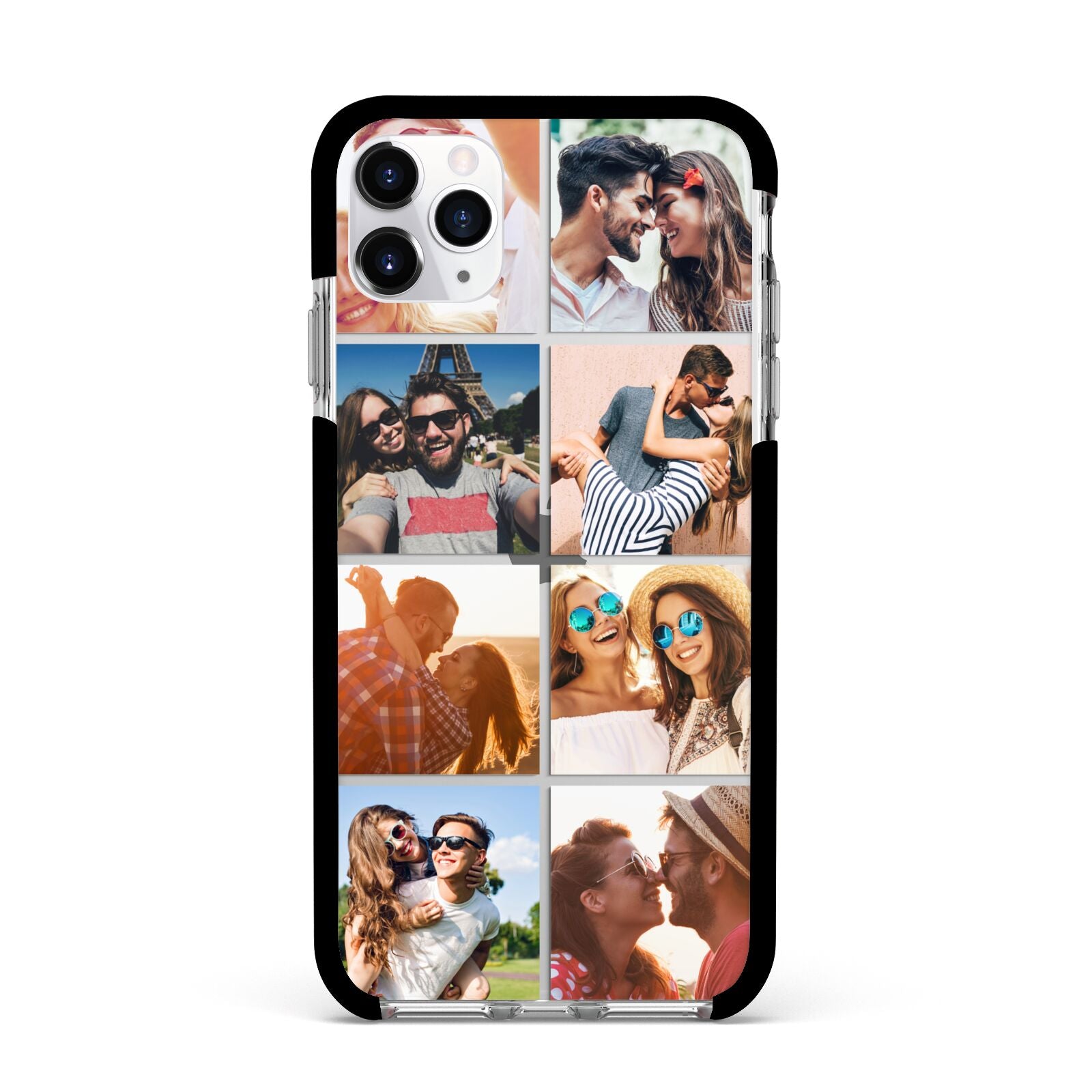 Photo Montage Upload Apple iPhone 11 Pro Max in Silver with Black Impact Case