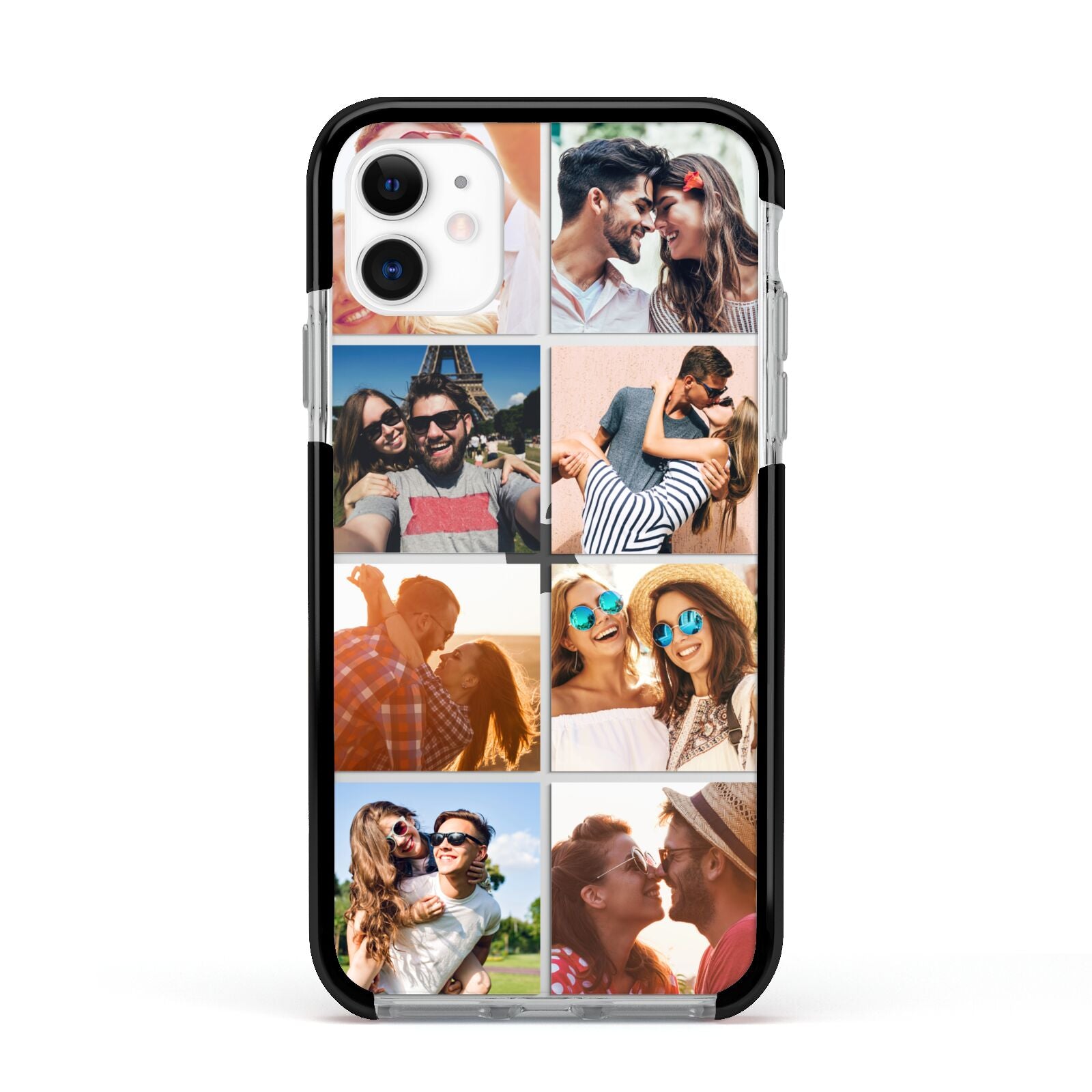 Photo Montage Upload Apple iPhone 11 in White with Black Impact Case