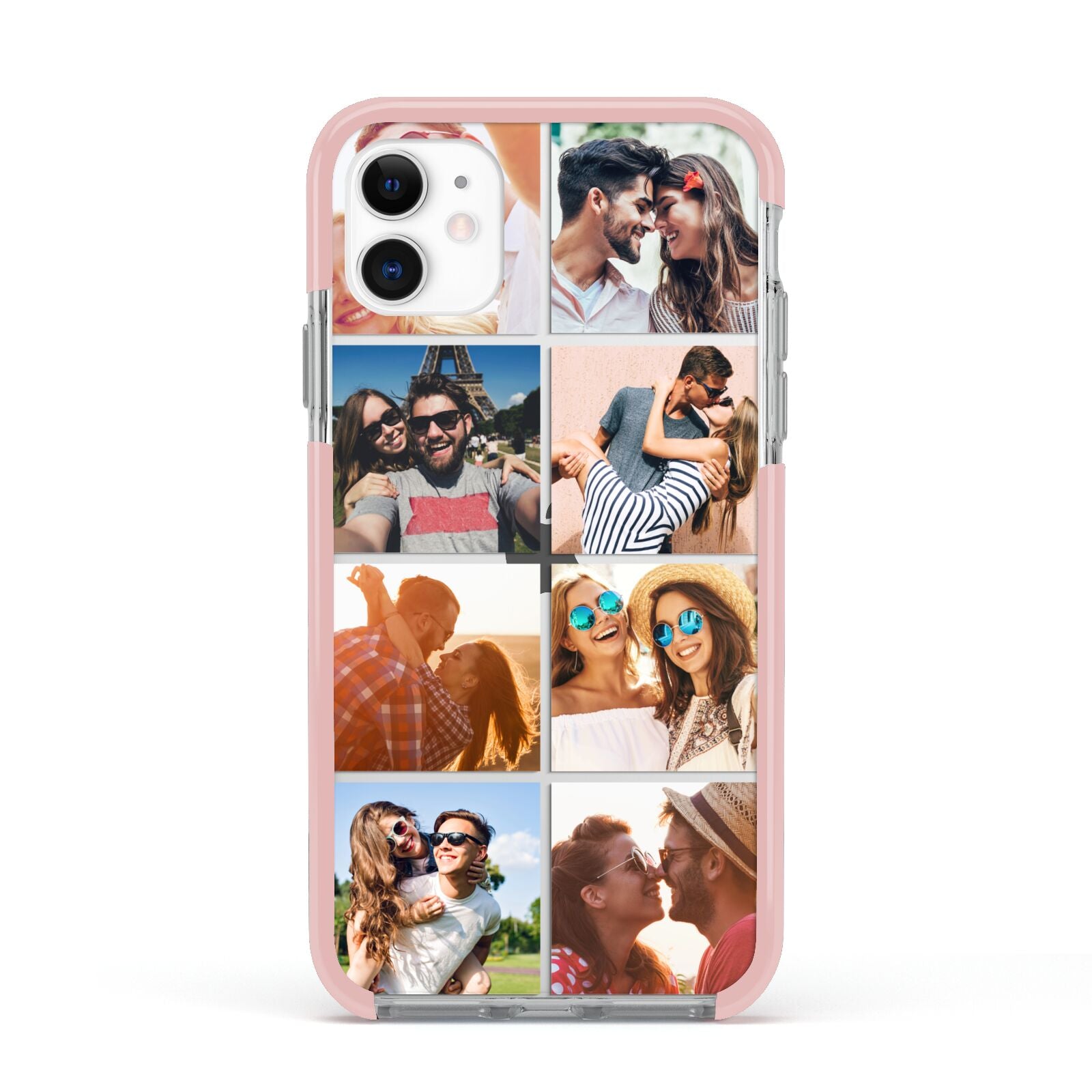Photo Montage Upload Apple iPhone 11 in White with Pink Impact Case