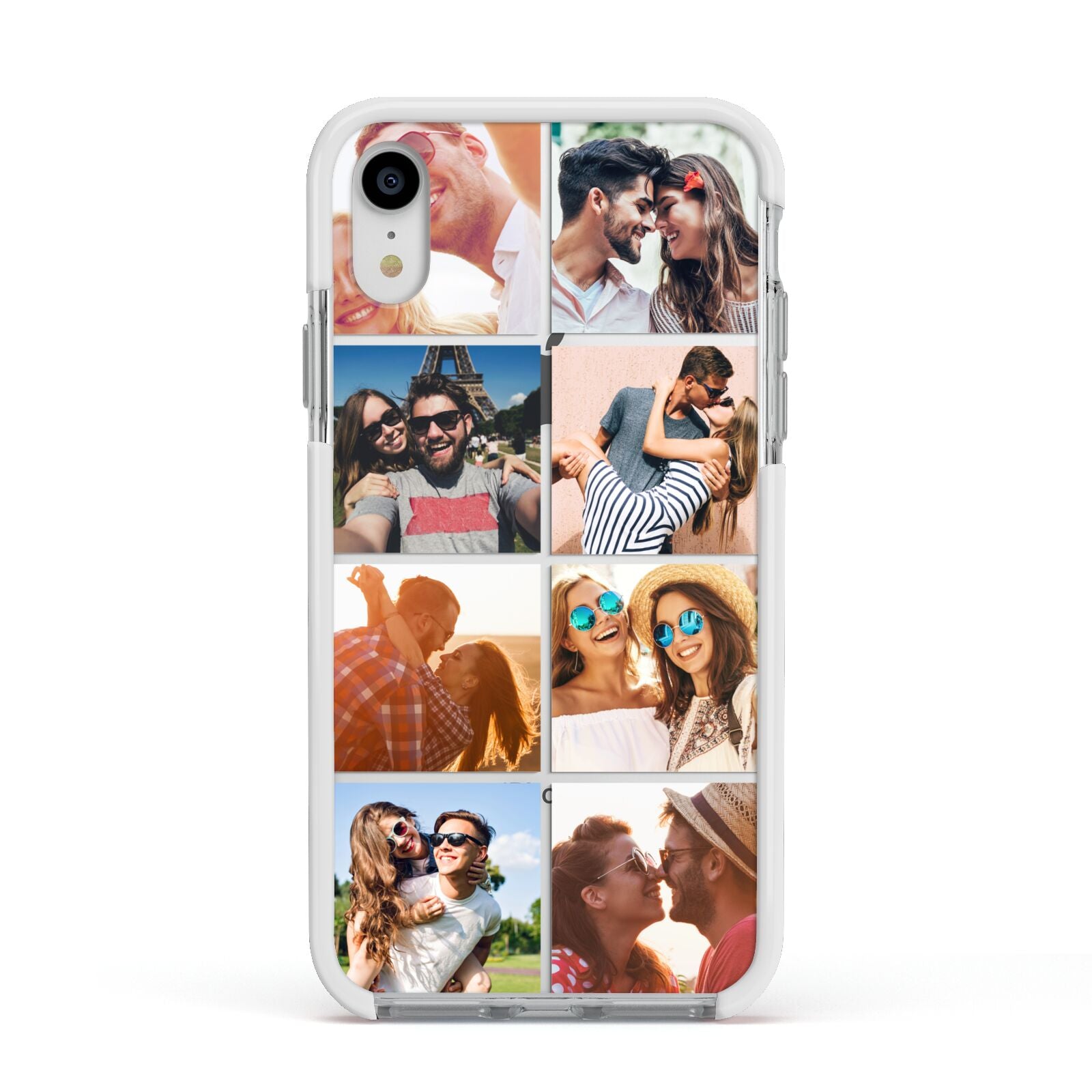 Photo Montage Upload Apple iPhone XR Impact Case White Edge on Silver Phone