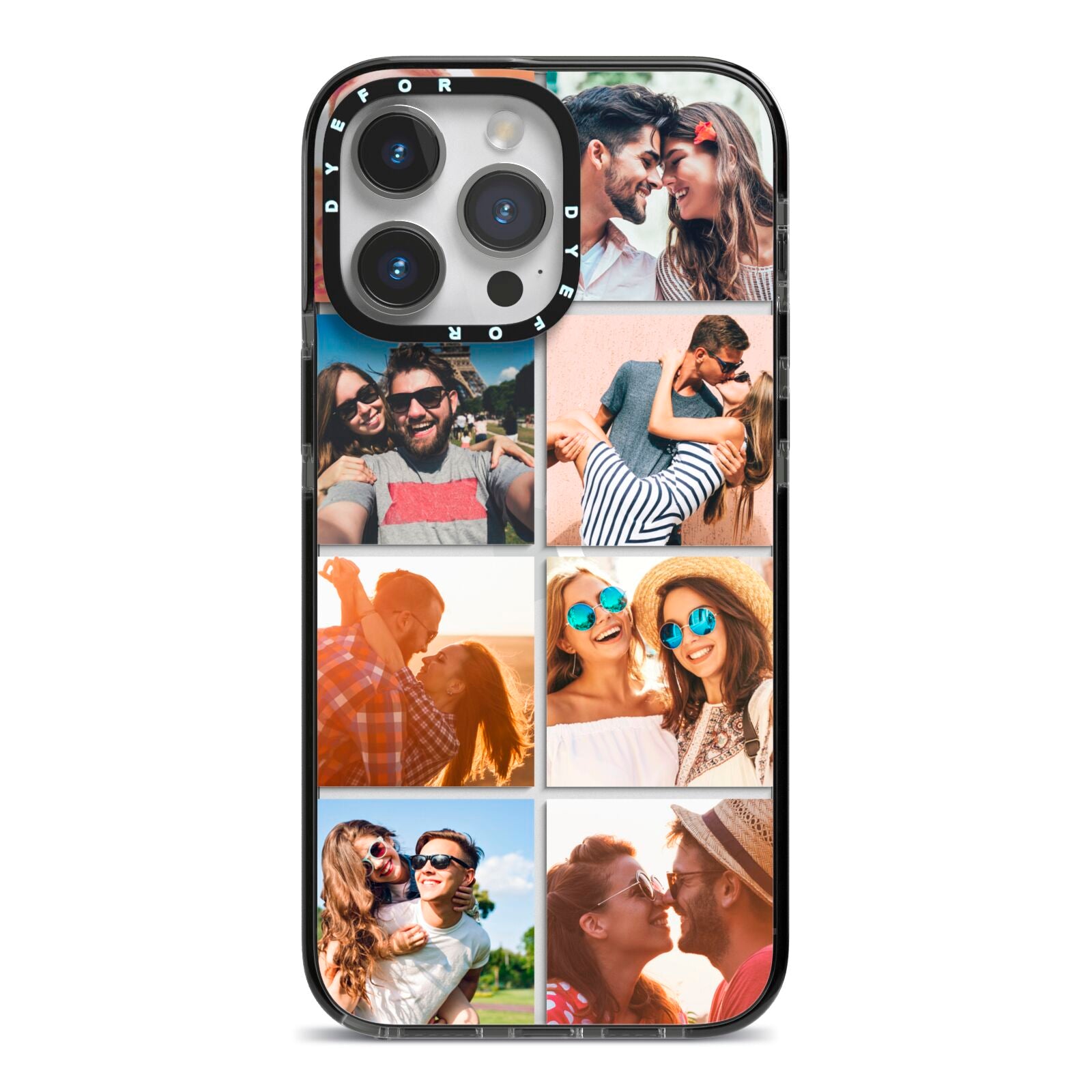 Photo Montage Upload iPhone 14 Pro Max Black Impact Case on Silver phone