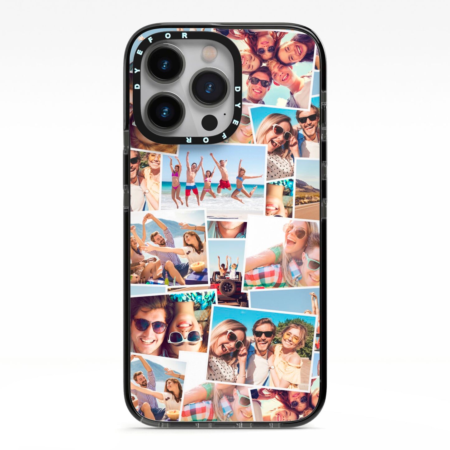 Photo Montage iPhone 13 Pro Black Impact Case on Silver phone