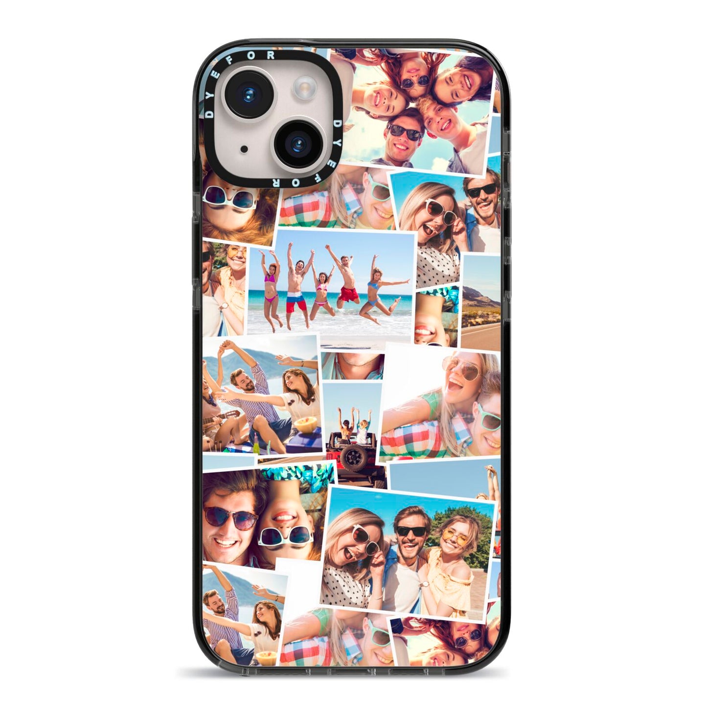 Photo Montage iPhone 14 Plus Black Impact Case on Silver phone