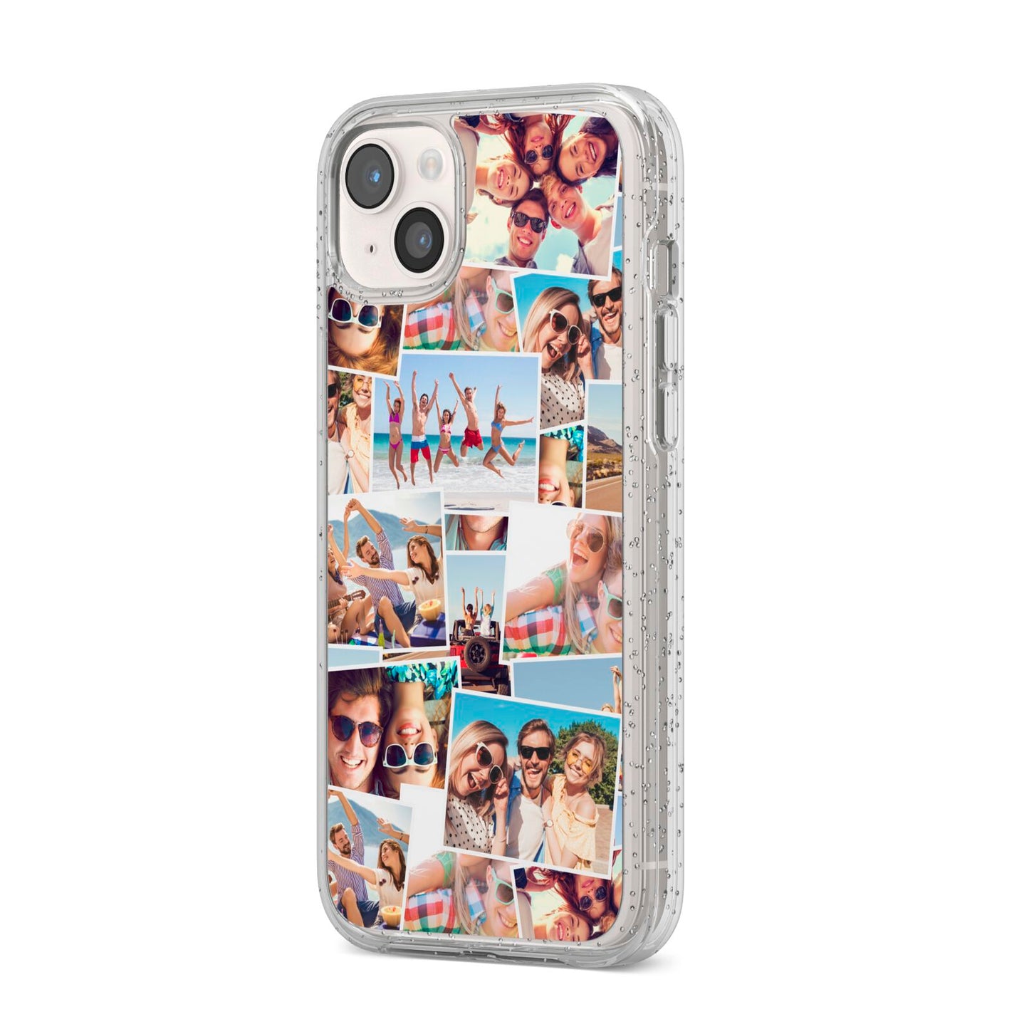Photo Montage iPhone 14 Plus Glitter Tough Case Starlight Angled Image