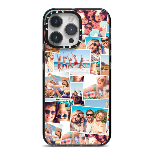 Photo Montage iPhone 14 Pro Max Black Impact Case on Silver phone