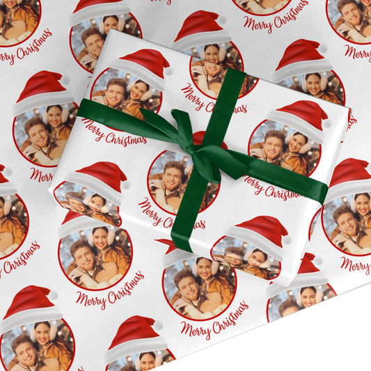 Photo Sant Hat Christmas Custom Wrapping Paper