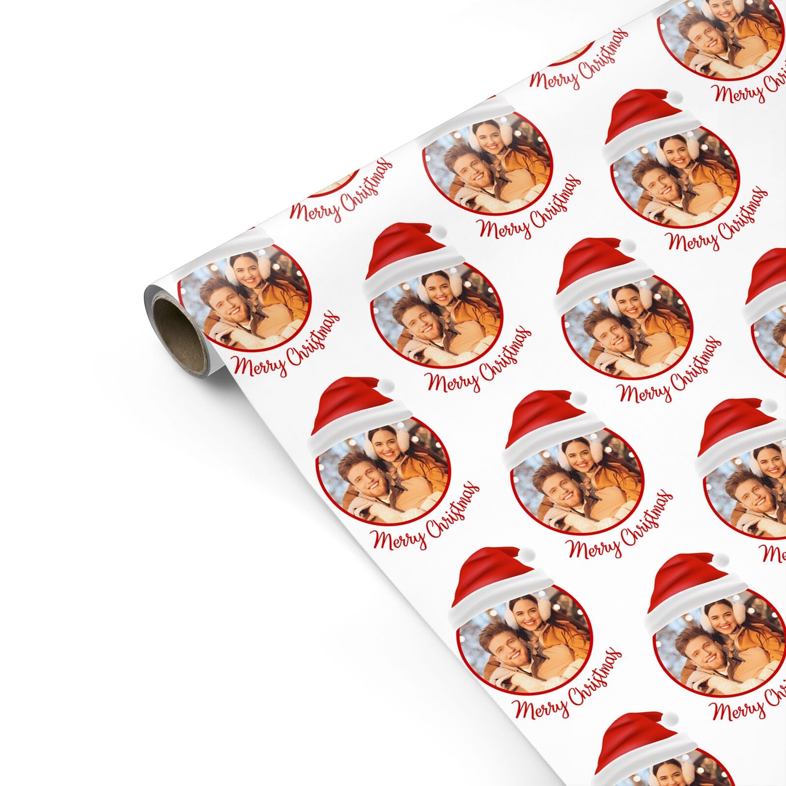 Photo Sant Hat Christmas Personalised Gift Wrap