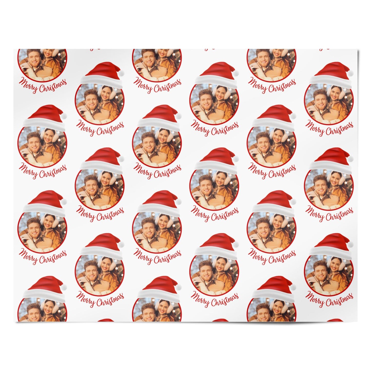 Photo Sant Hat Christmas Personalised Wrapping Paper Alternative
