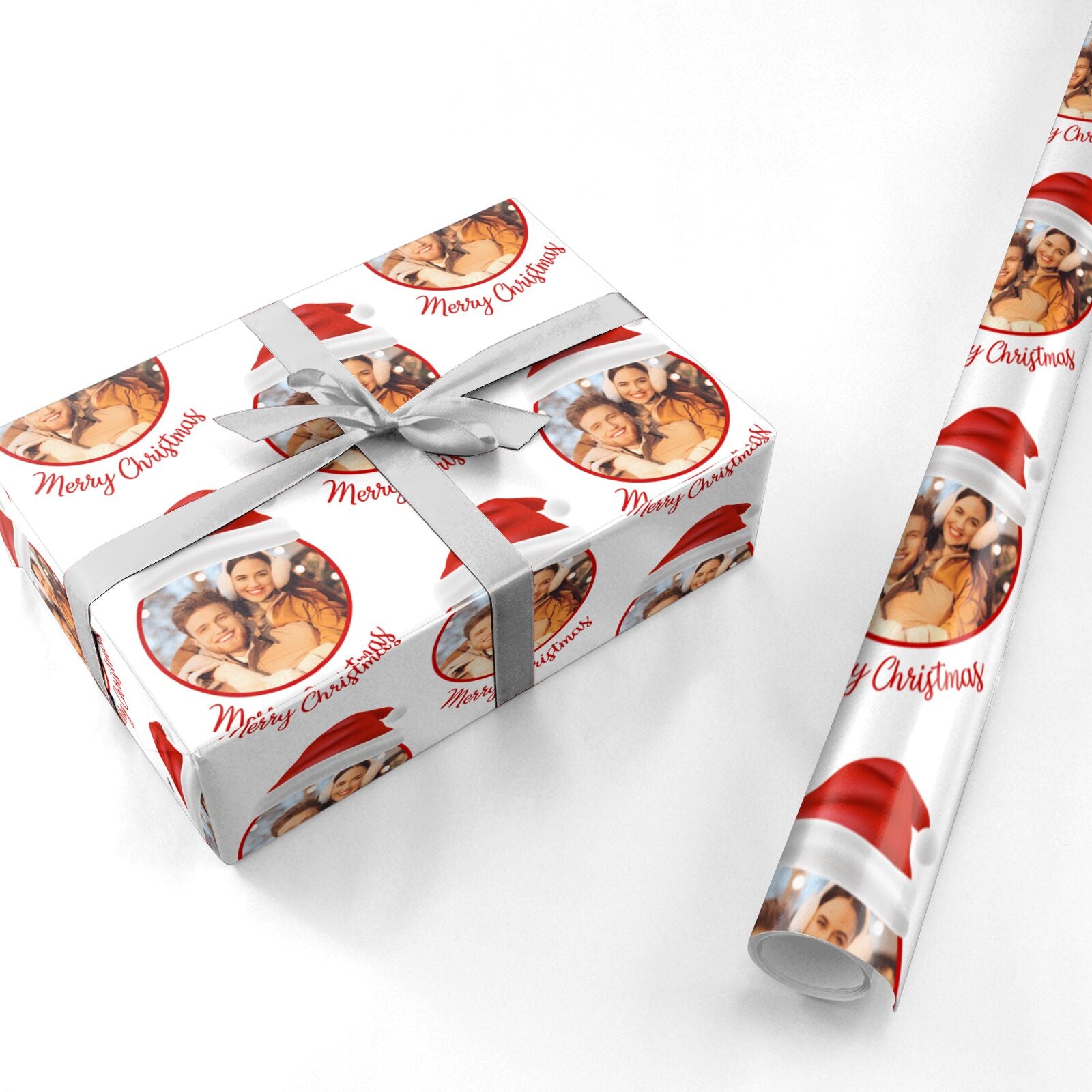 Photo Sant Hat Christmas Personalised Wrapping Paper