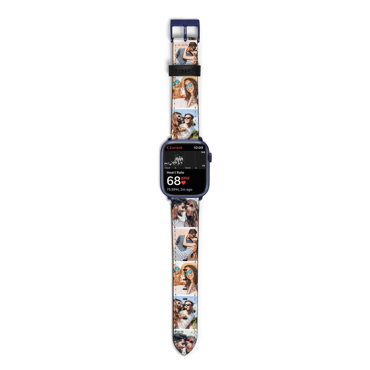 Photo Strip Montage Upload Apple Watch Strap Size 38mm with Blue Hardware