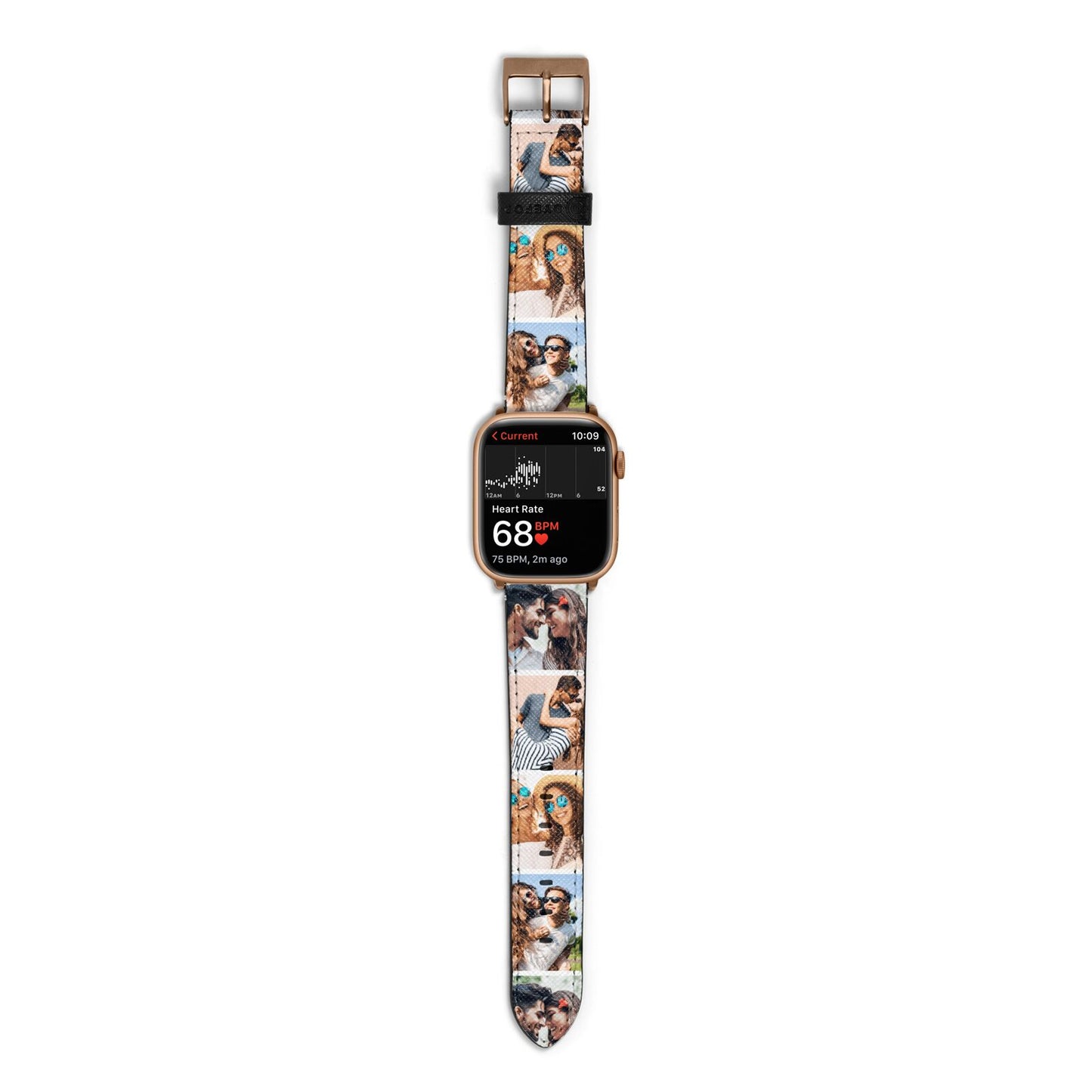Photo Strip Montage Upload Apple Watch Strap Size 38mm with Gold Hardware