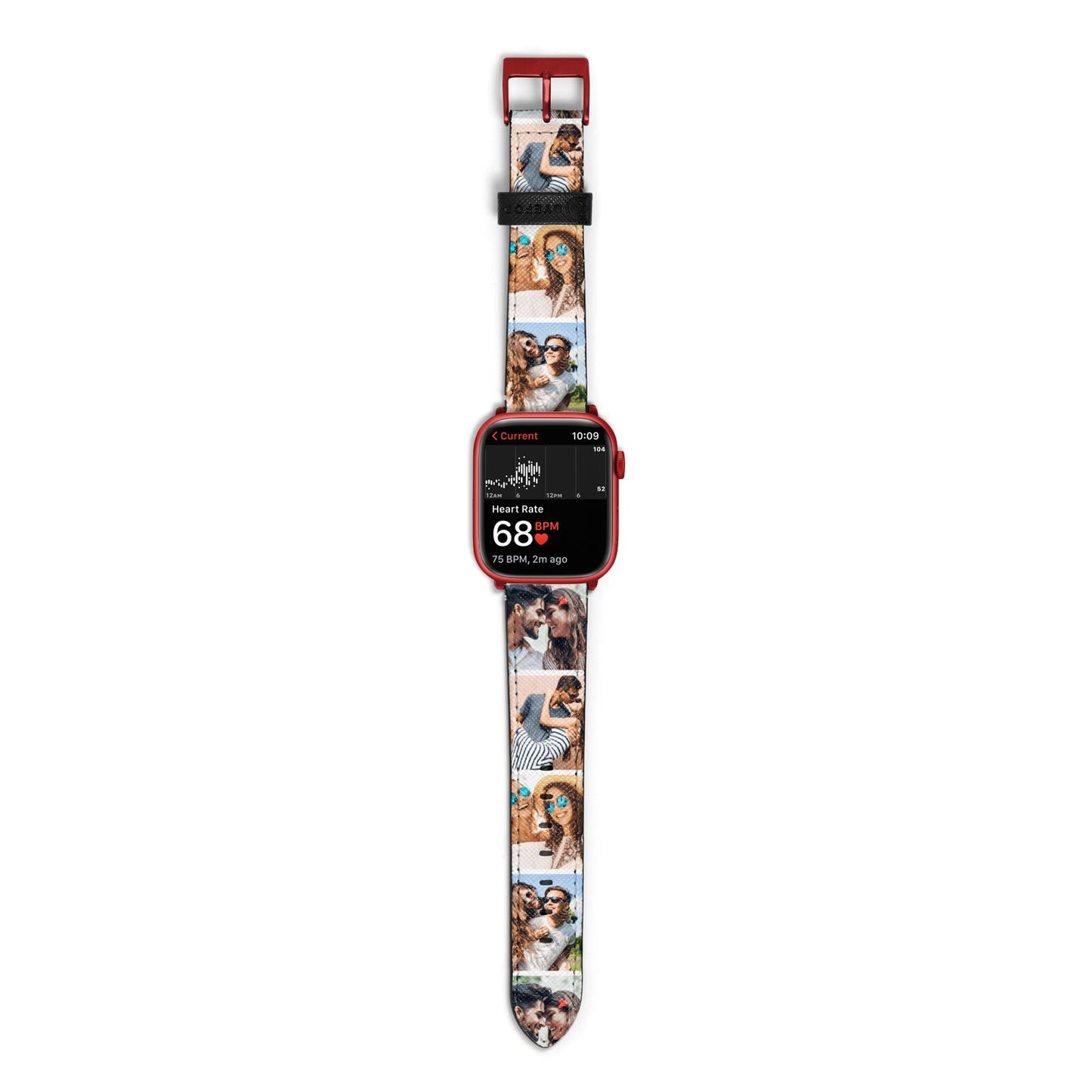 Photo Strip Montage Upload Apple Watch Strap Size 38mm with Red Hardware