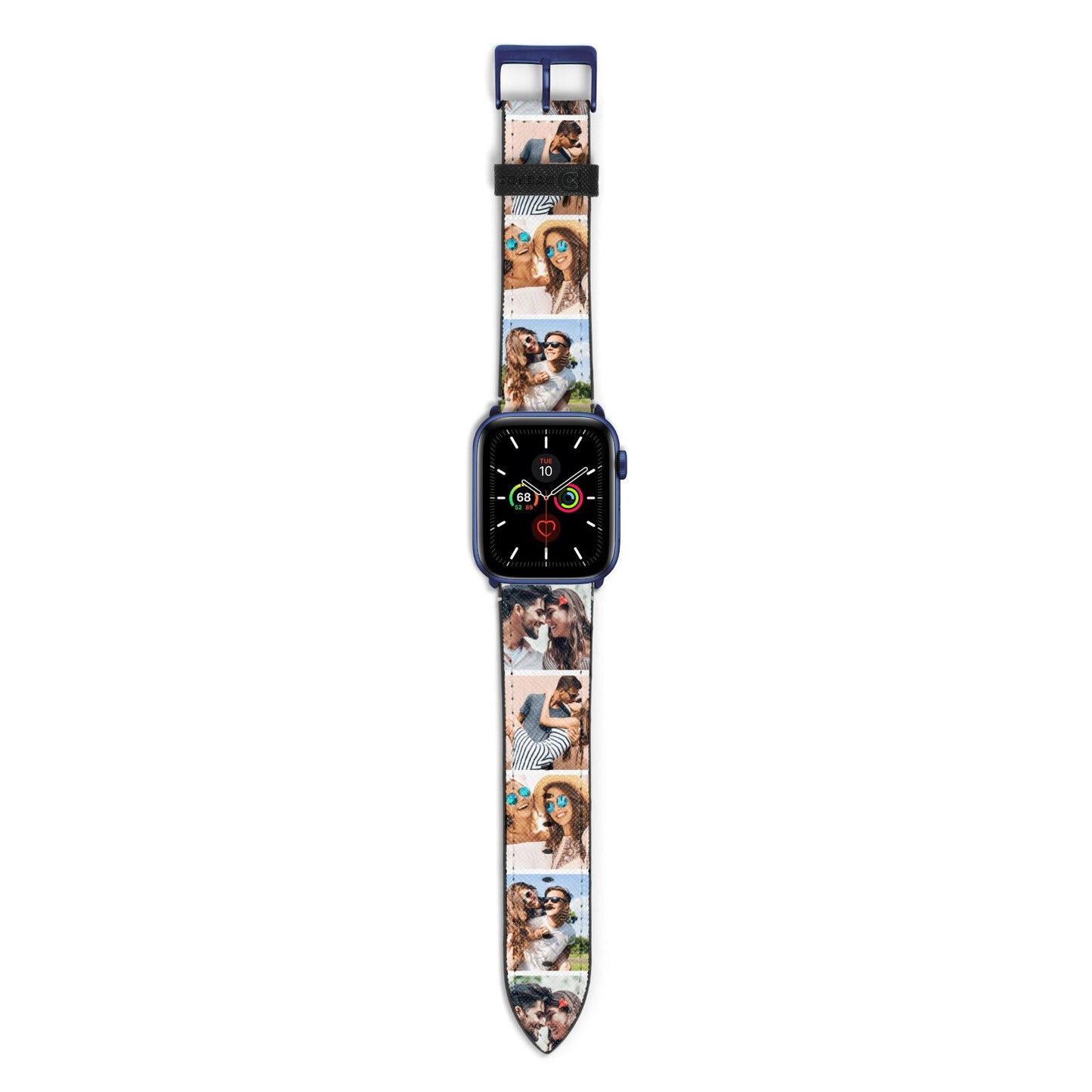Photo Strip Montage Upload Apple Watch Strap with Blue Hardware