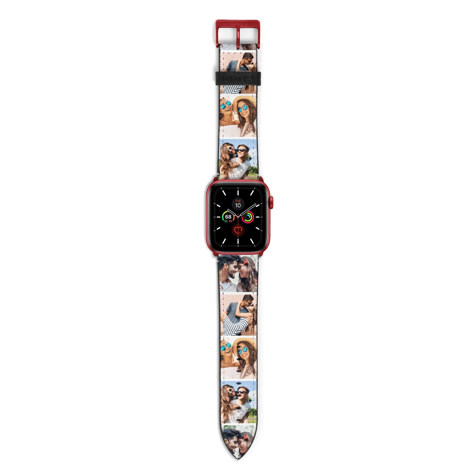 Photo Strip Montage Upload Apple Watch Strap with Red Hardware